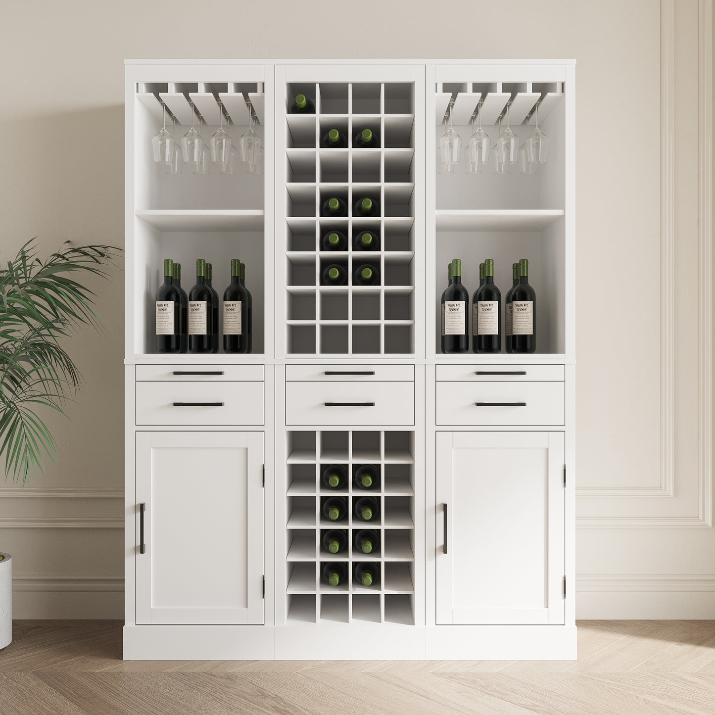 2.brown walnut color modular 32 wine bar cabinet Buffet Cabinet
