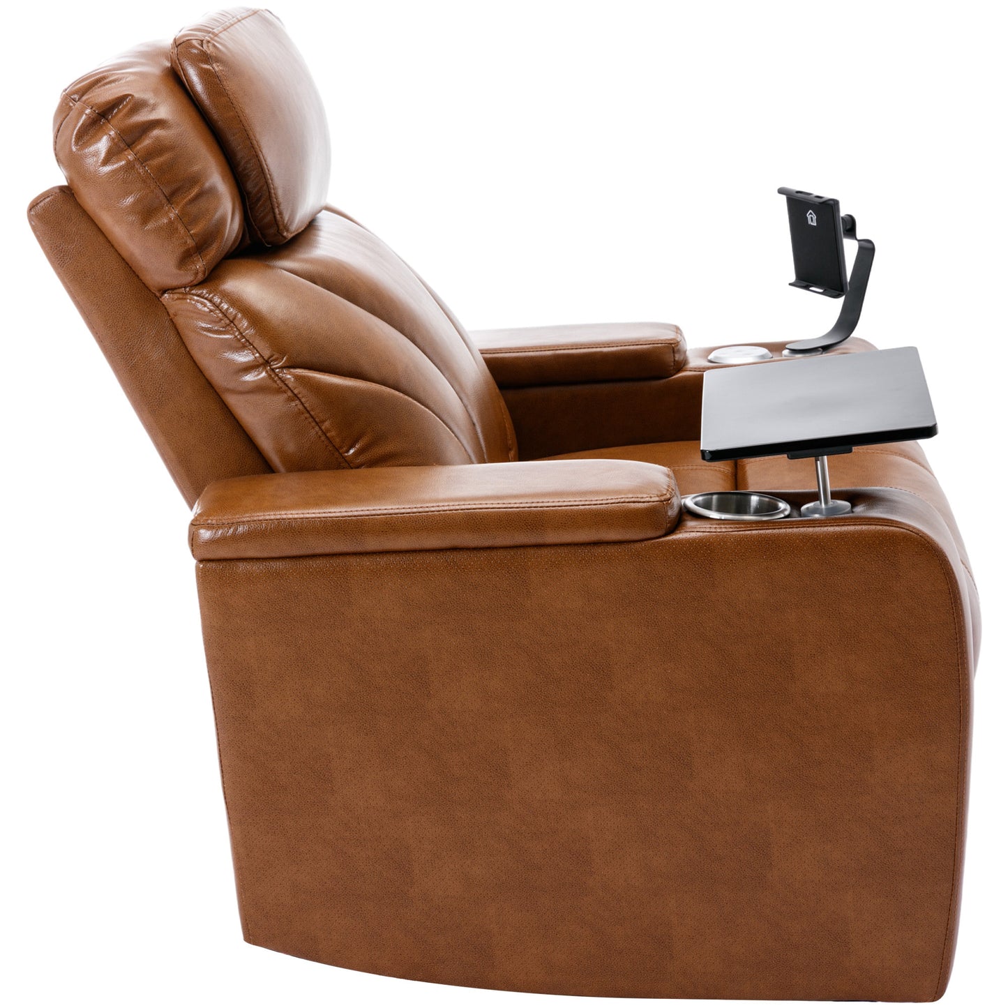 Power Motion Recliner with USB Charging Port and Hidden Arm Storage, Home Theater Seating with Convenient Cup Holder Design ,and stereo(Light Brown)