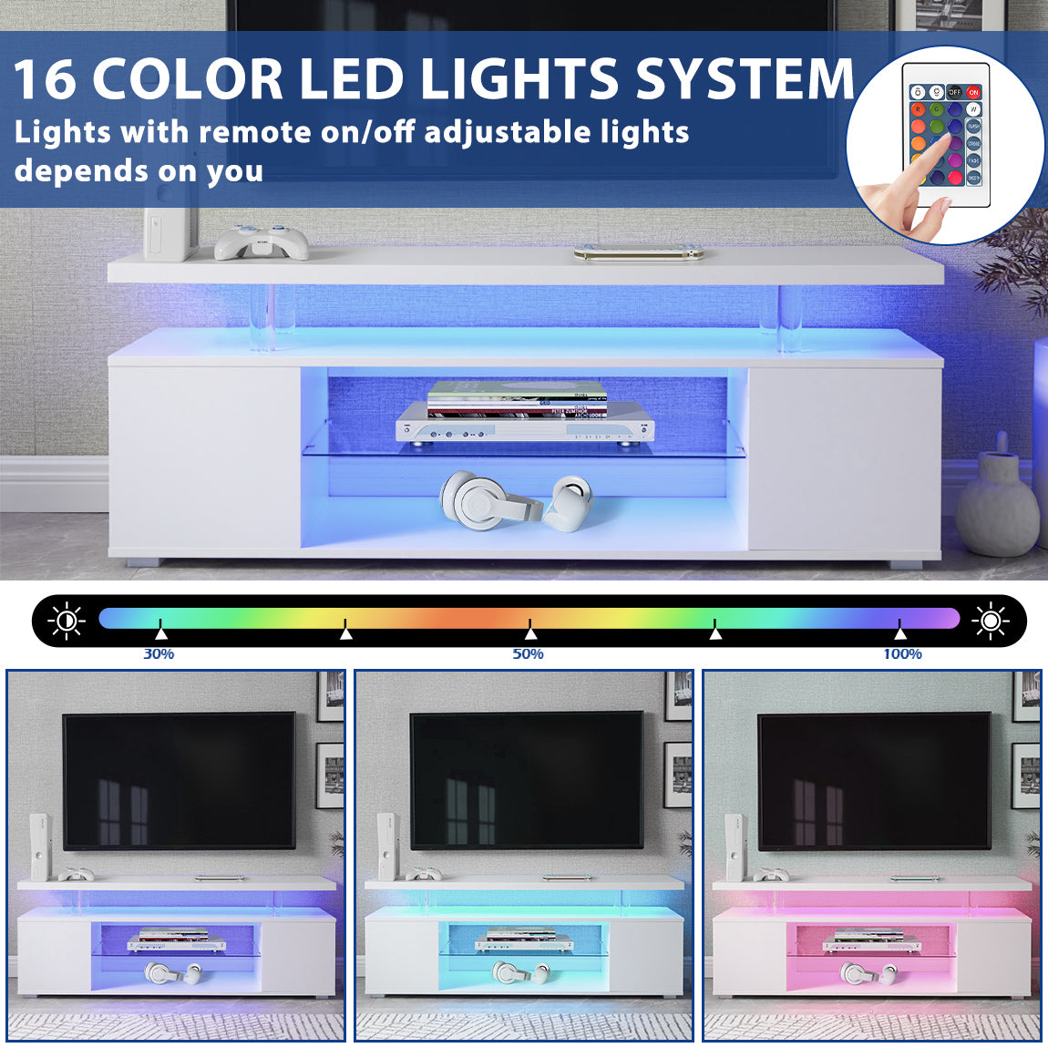 TV Stand for 65 Inch TV LED Gaming Entertainment Center Media Storage Console Table with Large Side Cabinet for Living Room( White)