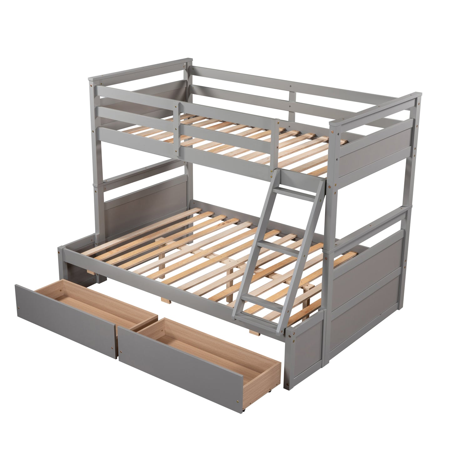 Twin over Full Bunk Bed with Storage - Gray(OLD SKU :LP000022AAE)