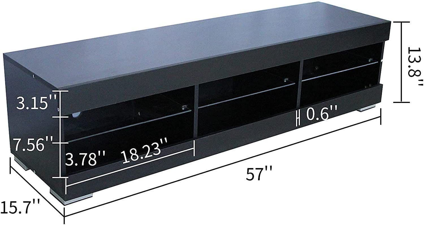 LED TV Stand for Up to 60 Inch TV,Modern High Gloss Entertainment Center with Open Shelf,TV Stand Console Table for Living Room,Bedroom