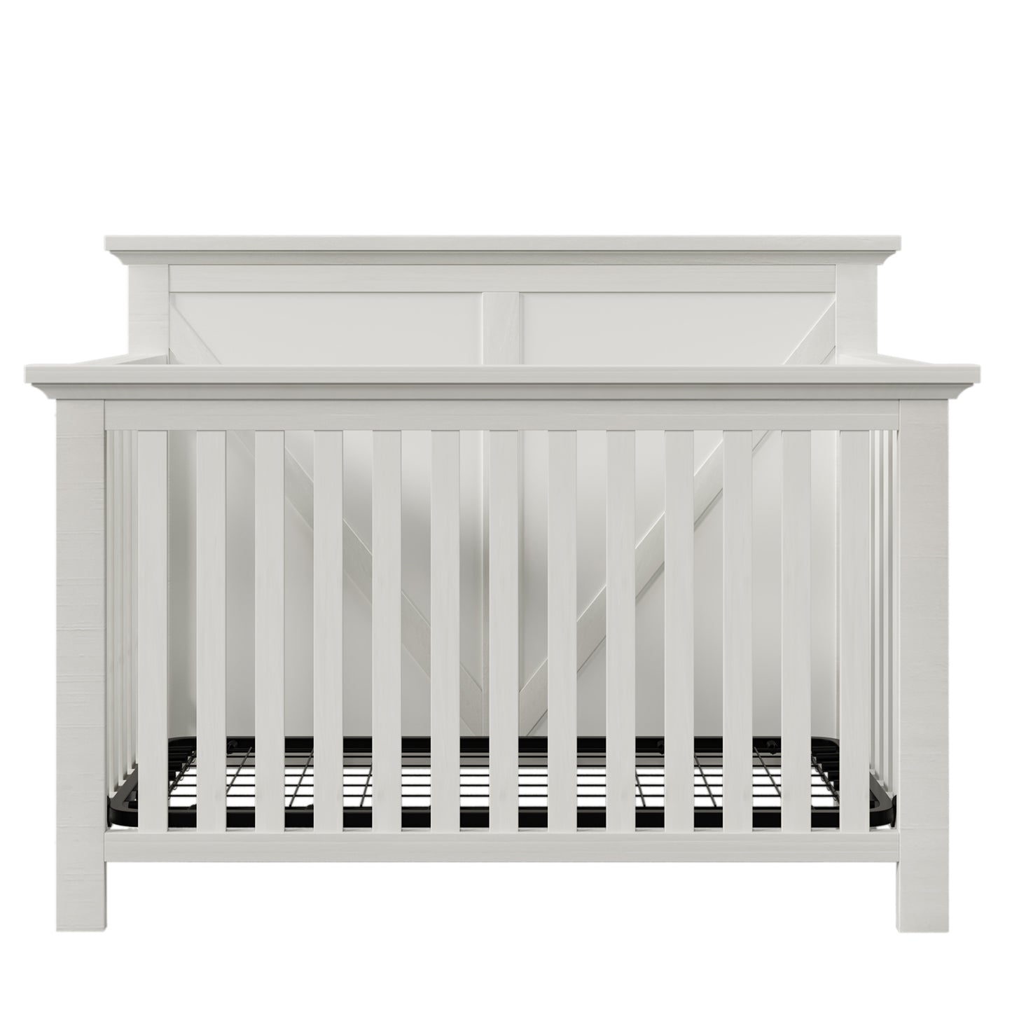 Rustic Farmhouse Style 3 Pieces Nursery Sets Whitewash Baby Crib and Changer Dreeser with Removable Changing Tray Bedroom Sets White