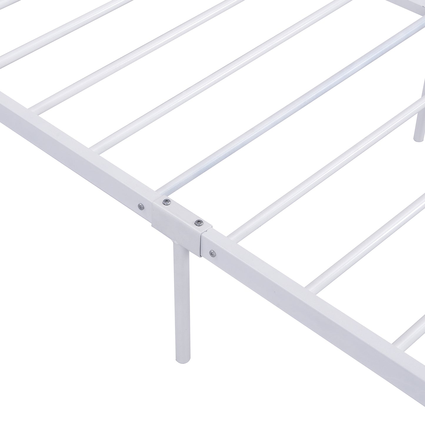 Full Size Metal Platform Bed Frame with Four Drawers,Sockets and USB Ports ,Slat Support No Box Spring Needed White