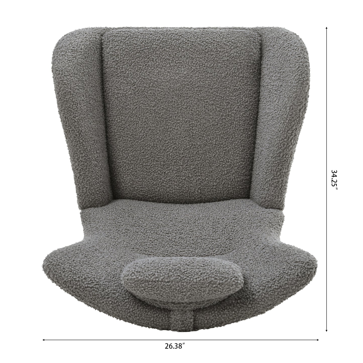 Rocking Chair Nursery, Teddy Upholstered Rocker Glider Chair with High Backrest, Adjustable Headrest & Pocket, Comfy Glider Chair for Nursery, Bedroom, Living Room, Offices, Rubber wood, gray