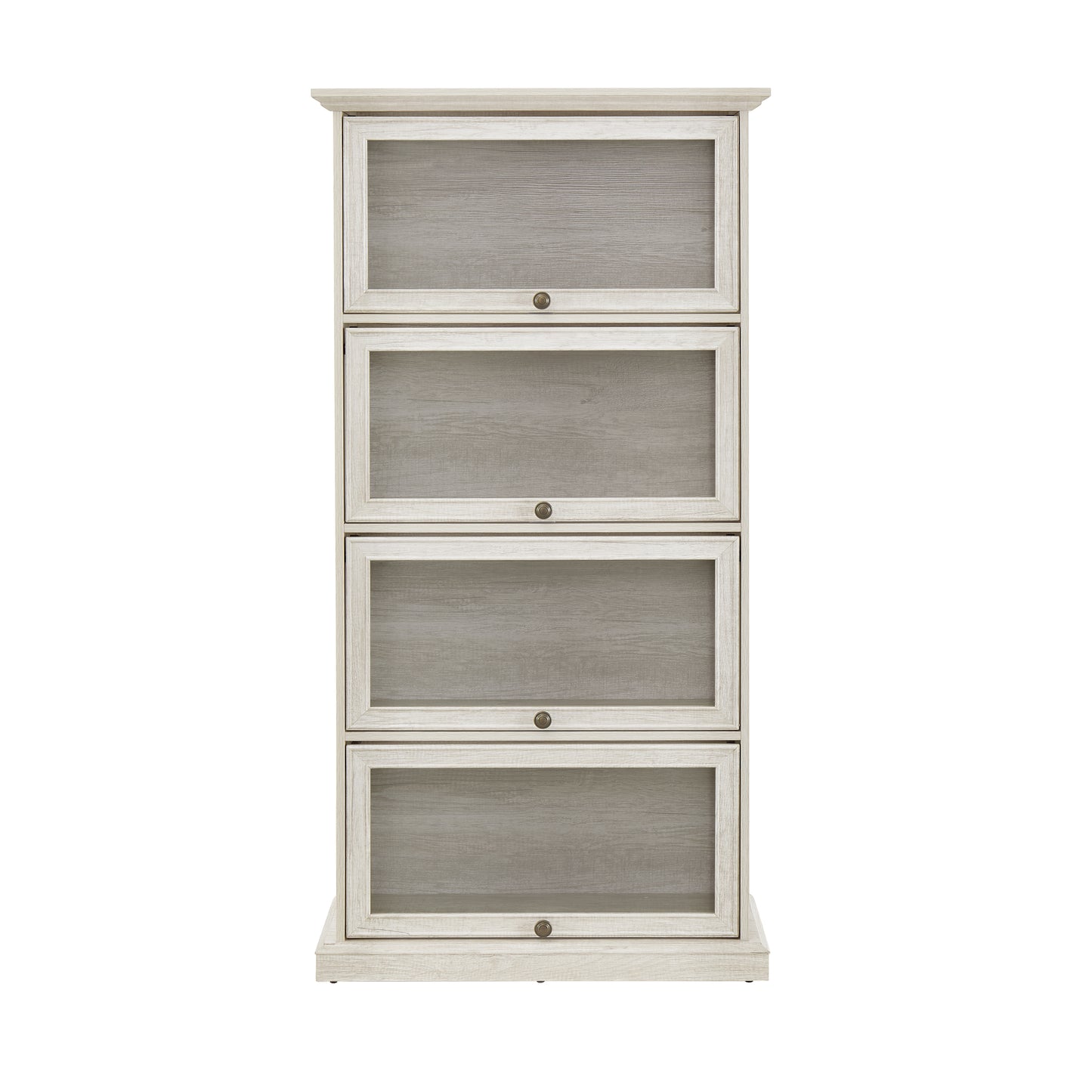 Glass display cabinet 4 Tier Glass Display Cabinet Storage Curio Cabinet with Flip up Glass Doors, Collectors Showcase Toy Figure Organizers Rack, Bookcase for Living Room White