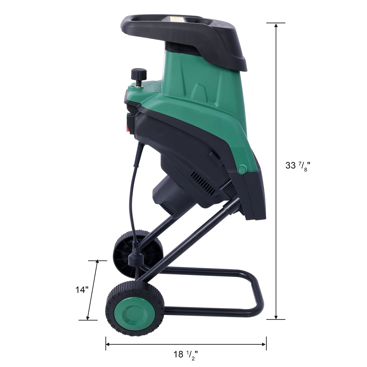 15Amp Electric Wood Chipper/Shredder with Wheels Electric Garden Shredder Portable Chipping Width Collection Bag, Double Sided Blade System, Auto Shut-Off Green
