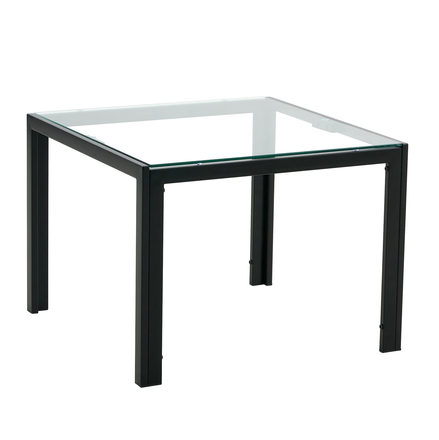 Coffee Table Set of 2, Square Modern Table with Tempered Glass Finish for Living Room,Transparent
