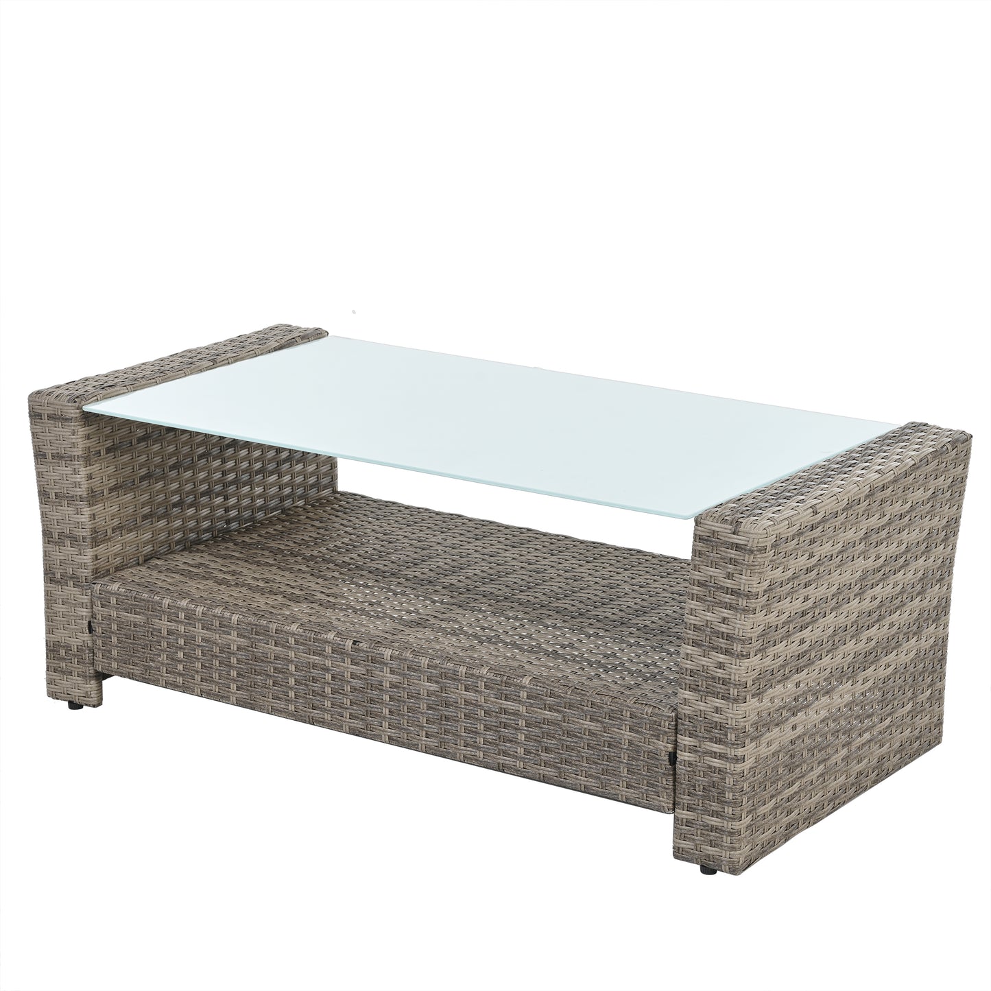 Patio Furniture, Outdoor Furniture, Seasonal PE Wicker Furniture, 6 Set Wicker Furniture With Tempered Glass Coffee Table