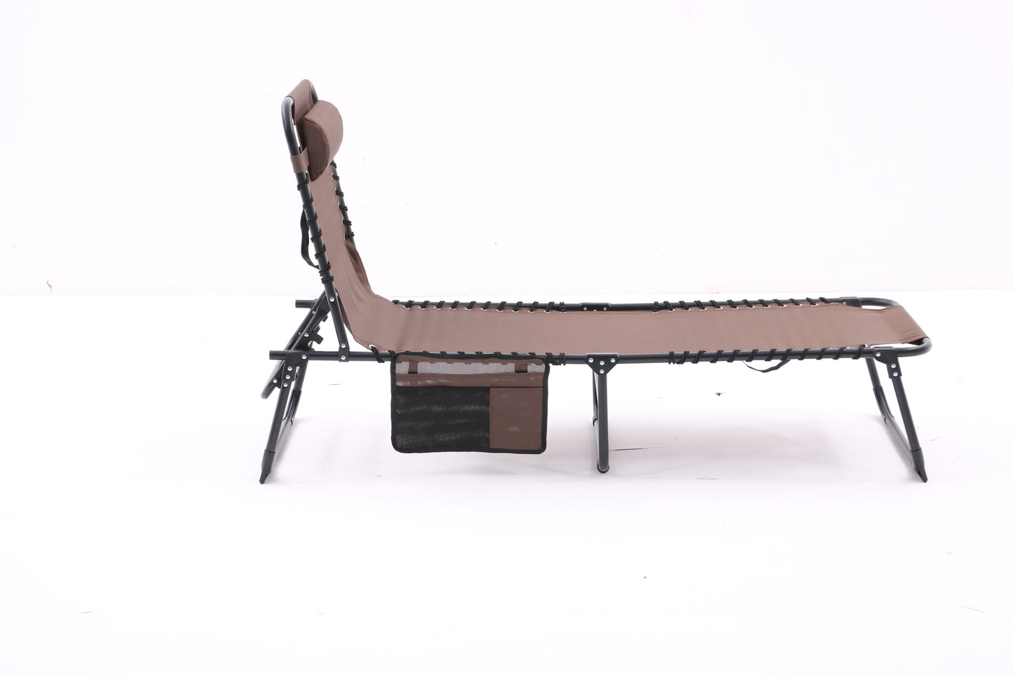 Folding Textilene Waterproof Patio Chaise Lounge Chair,Outdoor Adjustable and Reclining Tanning Chair with Pillow and Side Pocket for Lawn,Beach,Pool,Portable Camping and Sunbathing(2 Pieces,Coffee)