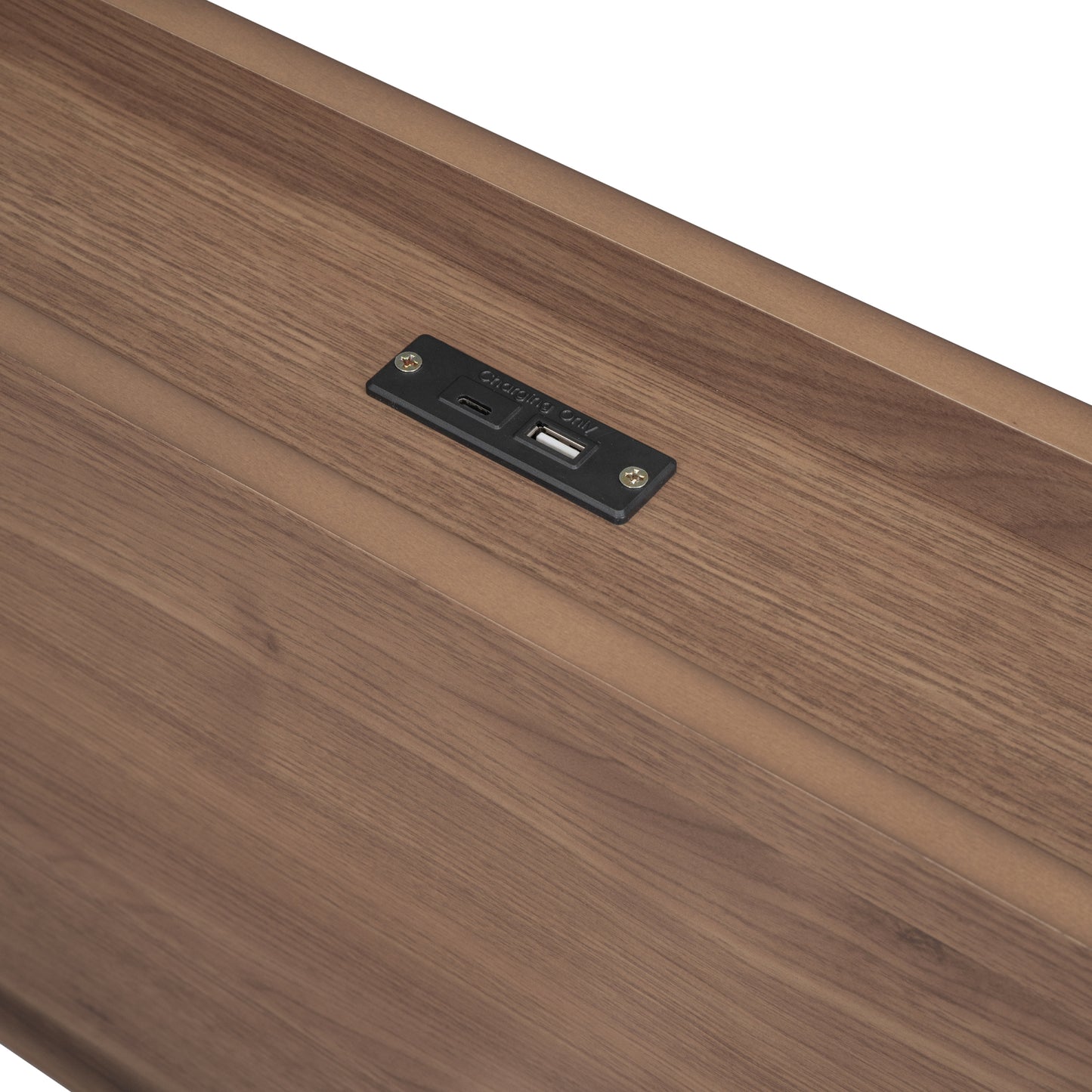 Modern Design Twin Size Platform Bed Frame with Headboard for Walnut Color