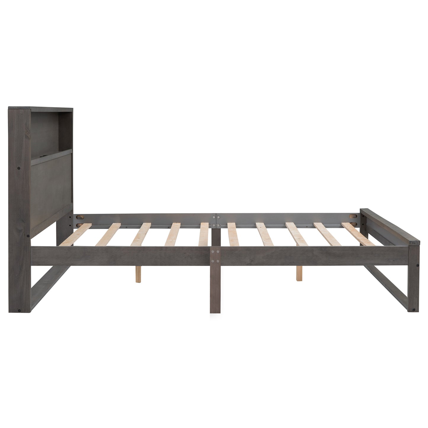 3-Pieces Bedroom Sets Queen Size Platform Bed with Nightstand and Dresser,Antique Gray