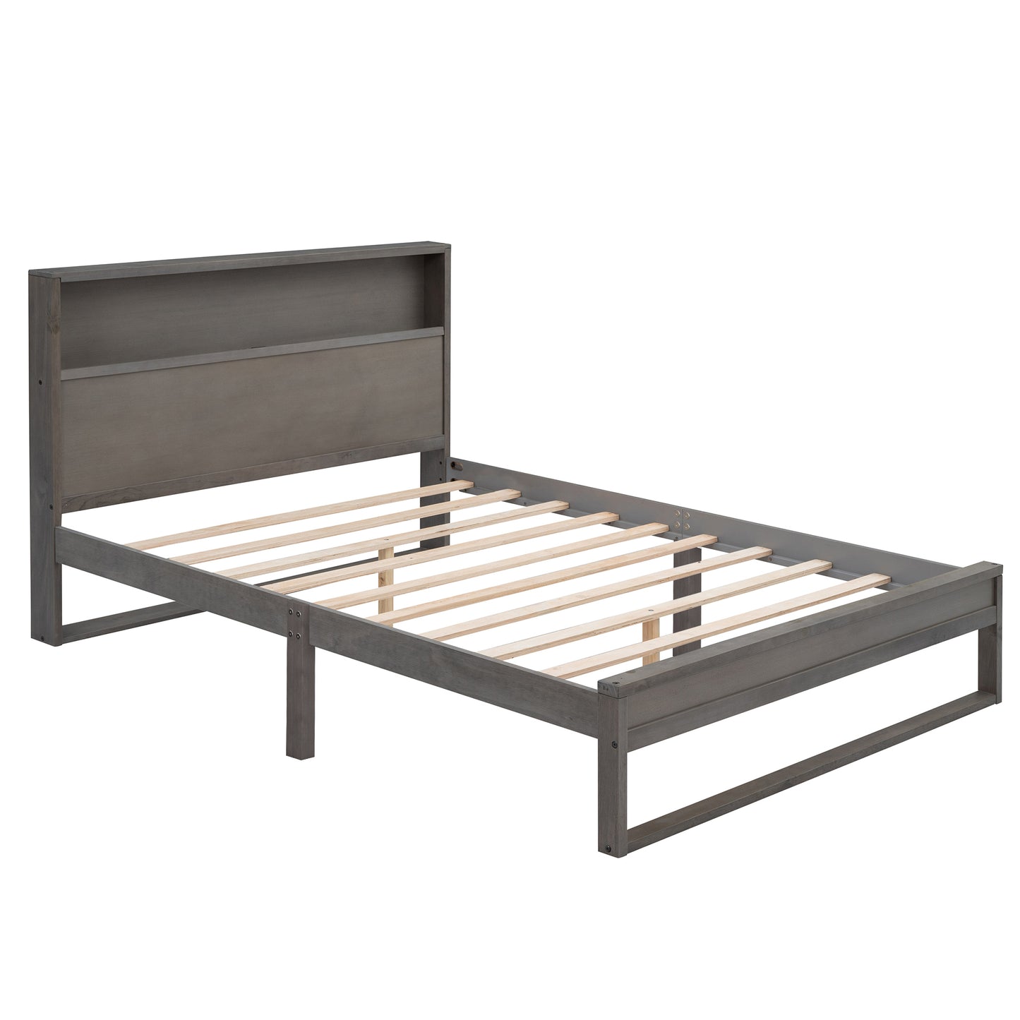3-Pieces Bedroom Sets Queen Size Platform Bed with Nightstand and Dresser,Antique Gray