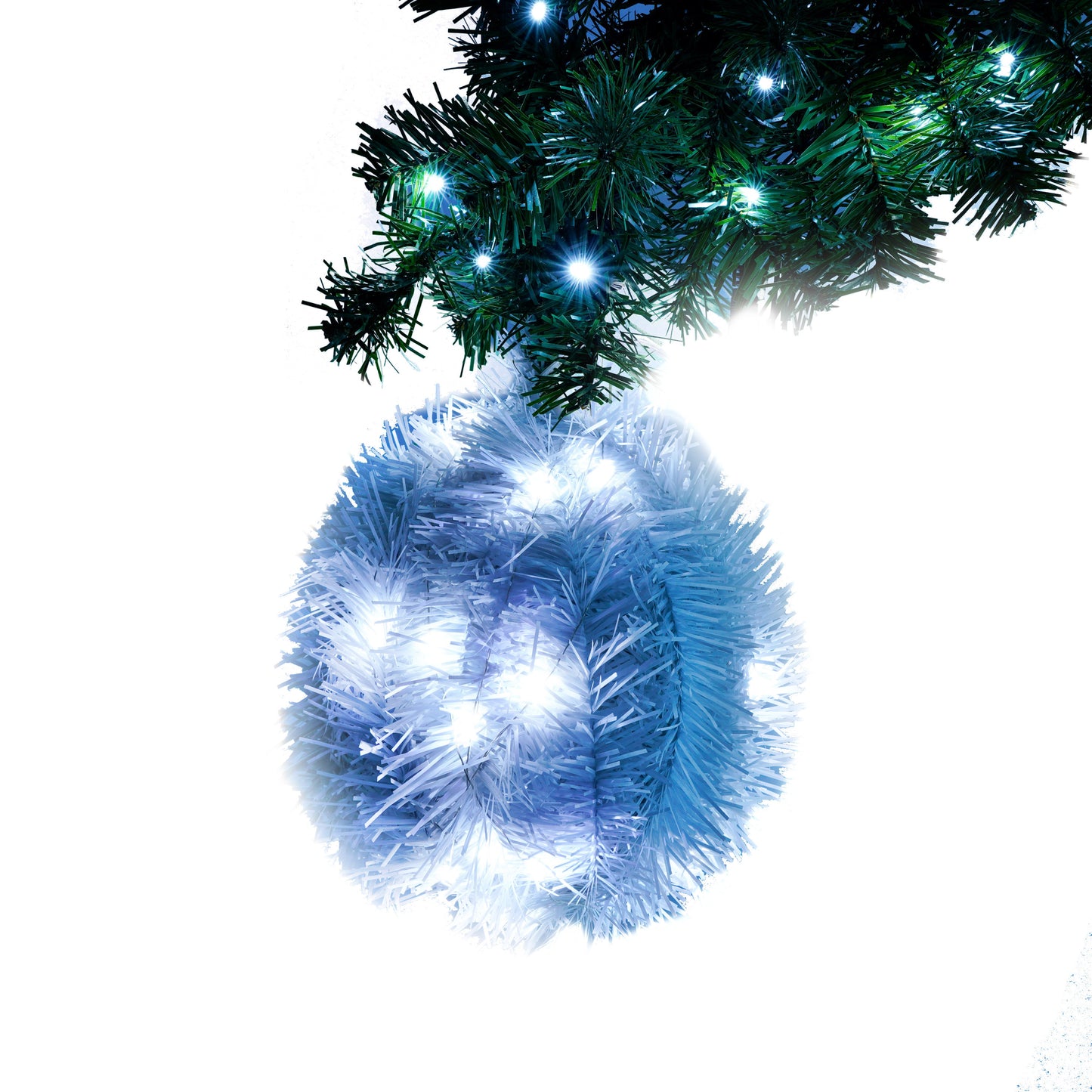 6FT Hinged Fir Artificial Fir Bent Top Christmas Tree, Xmas Tree Bendable Santa Hat Style Christmas Tree Holiday Decoration, 1250 Lush Branch Tips, 300 LED Lights X-mas