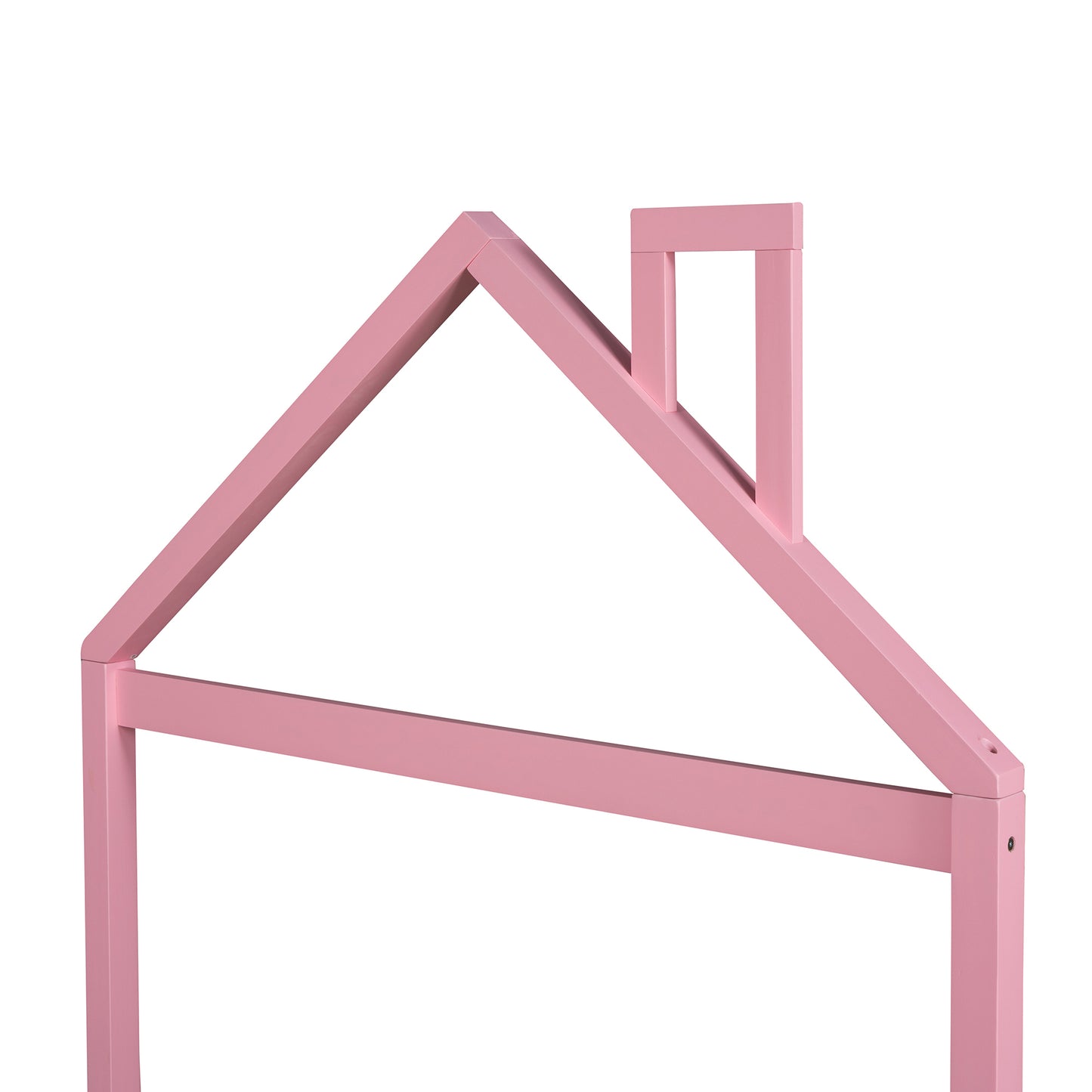 Full Size Wood Platform Bed with House-shaped Headboard (Pink)