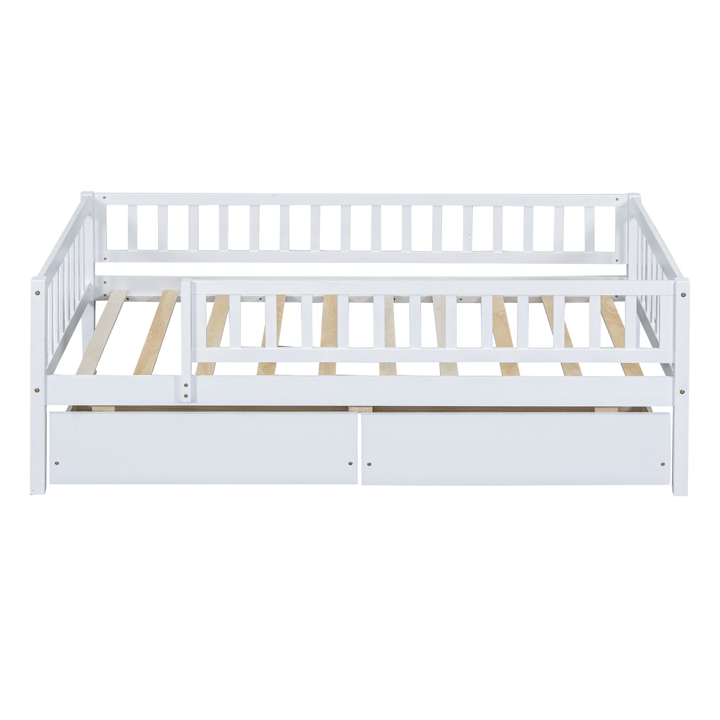 Twin Size Daybed Wood Bed with Two Drawers , White