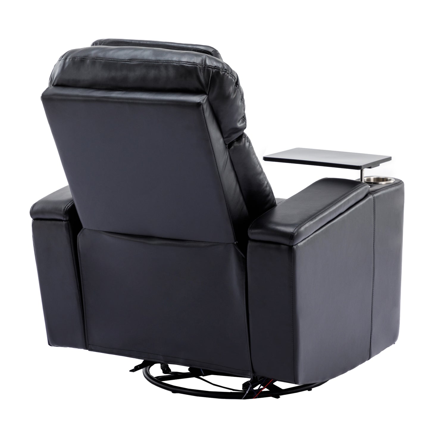 270° Power Swivel Recliner,Home Theater Seating With Hidden Arm Storage and LED Light Strip,Cup Holder,360° Swivel Tray Table,and Cell Phone Holder,Soft Living Room Chair,Black