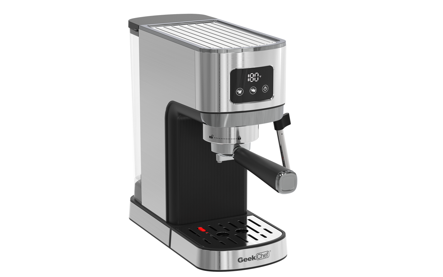 Geek Chef Espresso Machine, Cappuccino & Latte Machine with ESE POD Filter & Milk Frother Steam Wand, Accurate Temperature & Time Control, Compact Coffee Machine for Home,Stainless Steel