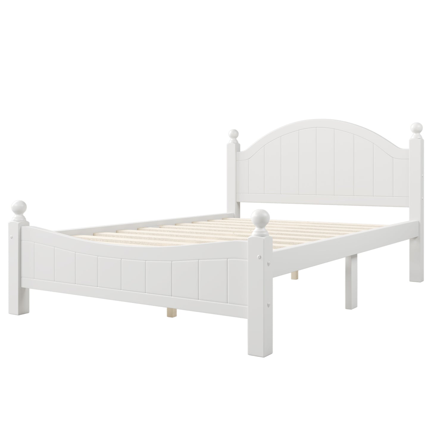 6 Pieces Traditional Concise Style White Bedroom Sets, Nightstand*2+ Chest+ Dresser+ Mirror+ Full Bed