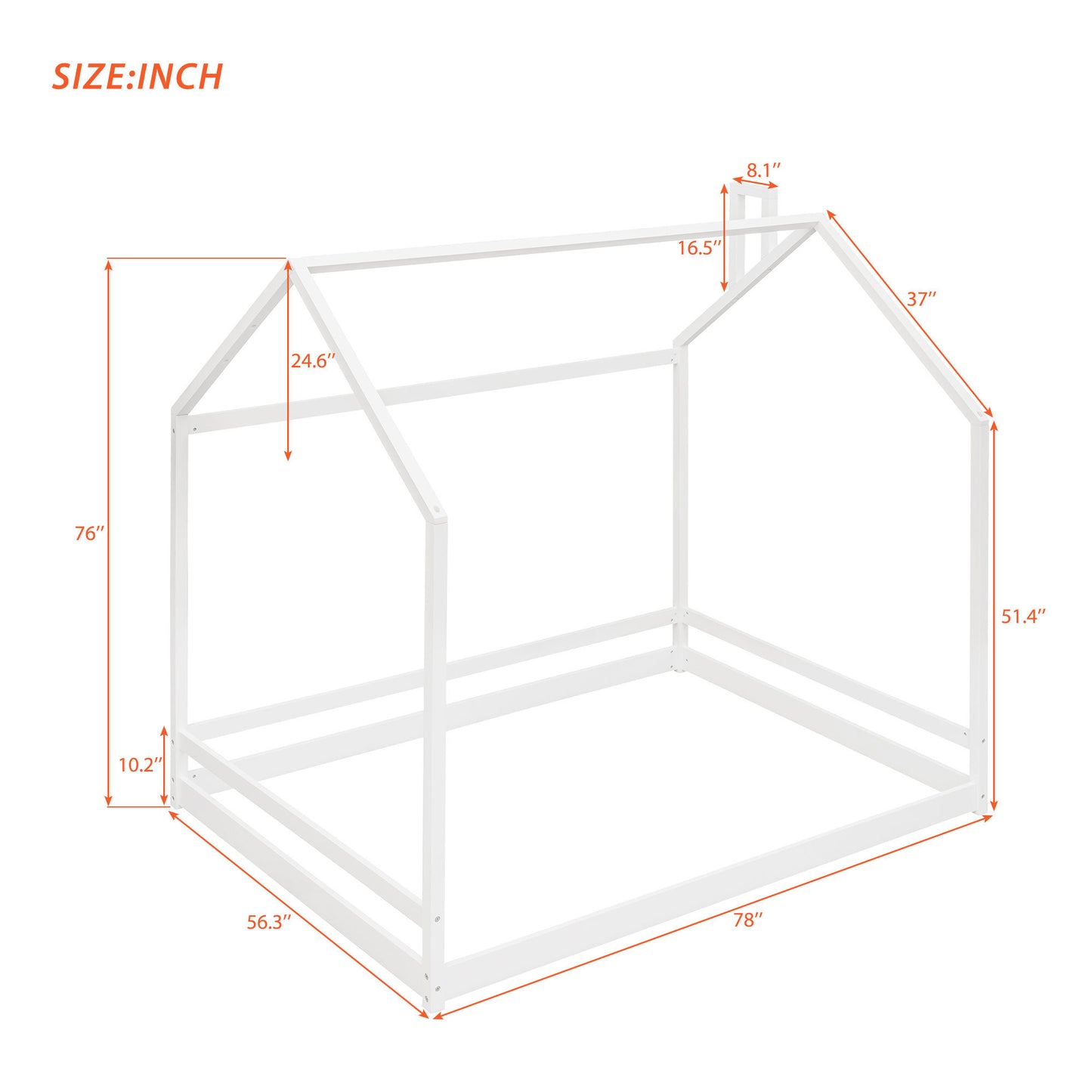 Full Size House Bed Wood Bed, White(OLD SKU:WF281436AAK)