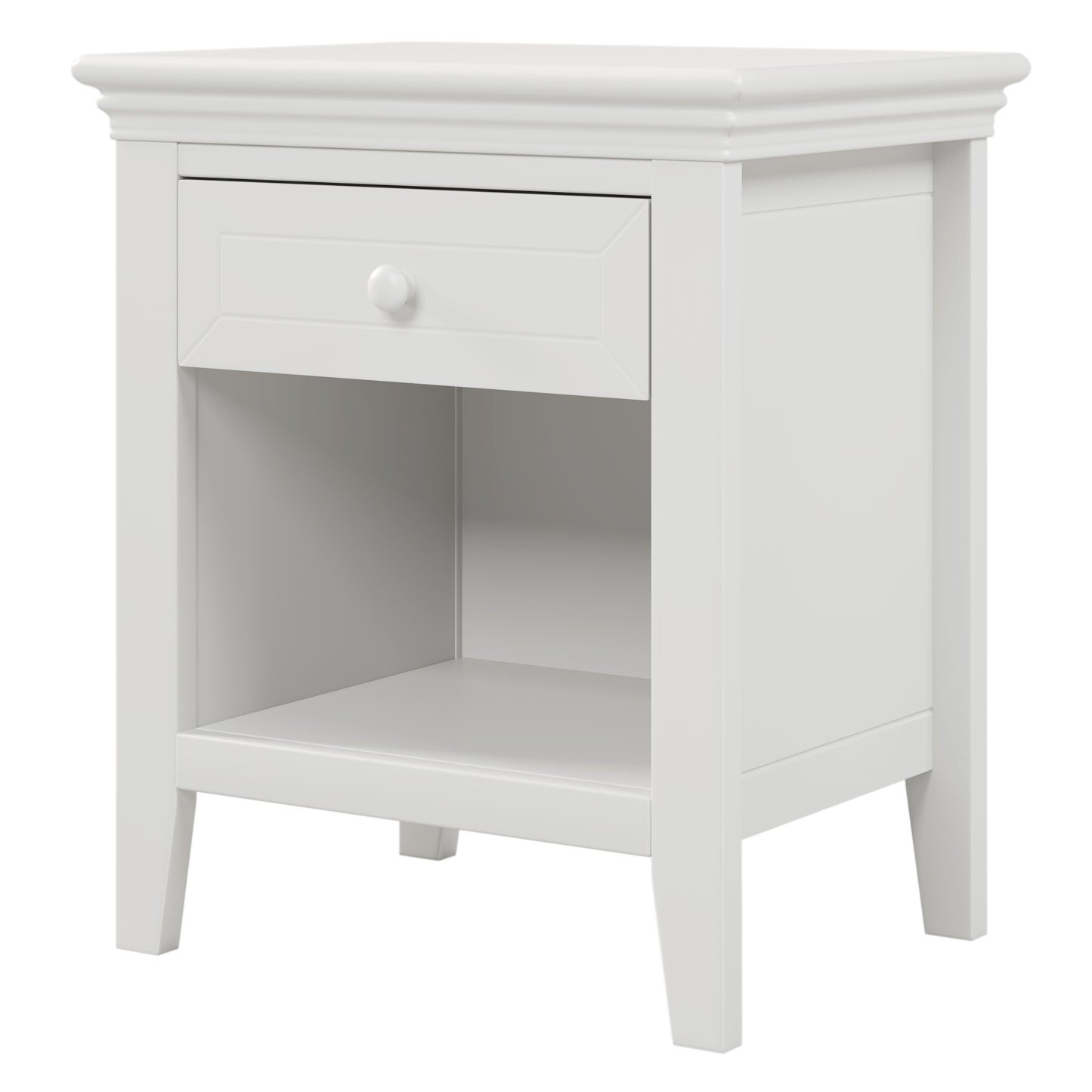 3 Pieces Traditional Concise Style White Bedroom Sets, Nightstand+Chest+Full Bed