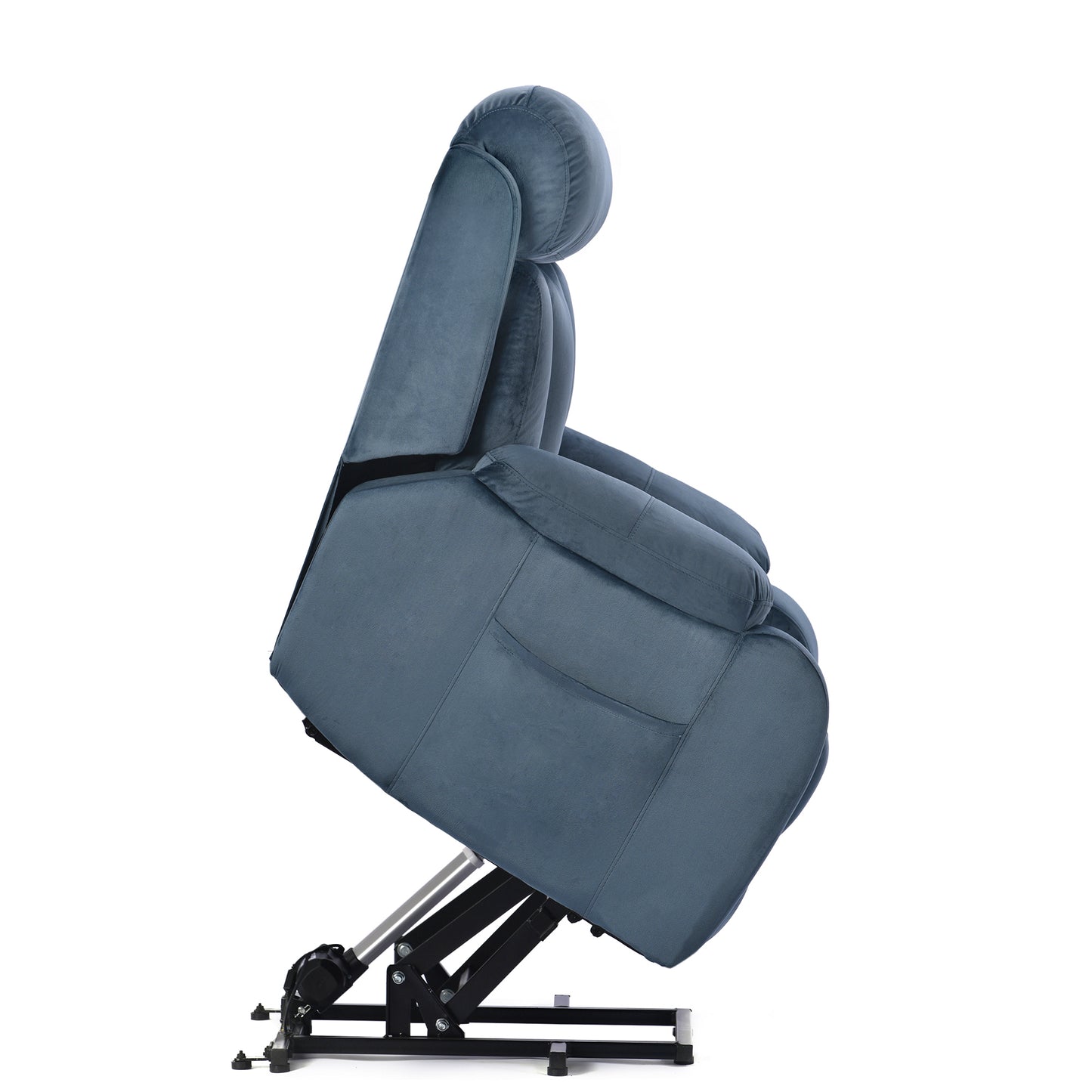 Lift Chair Recliner for Elderly Power Remote Control Recliner Sofa Relax Soft Chair Anti-skid Australia Cashmere Fabric Furniture Living Room (Navy Blue)