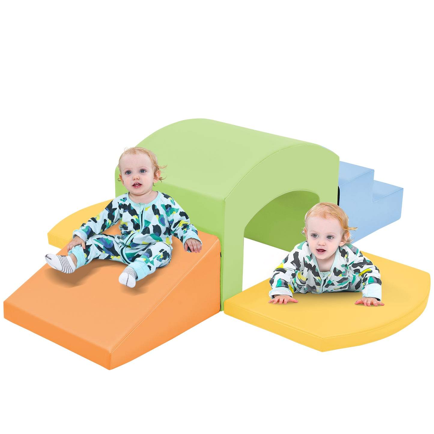 Soft Foam Playset for Toddlers, Safe SoftZone Single-Tunnel Foam Climber for Kids, Lightweight Indoor Active Play Structure with Slide Stairs and Ramp for Beginner Toddler Climb and Crawl
