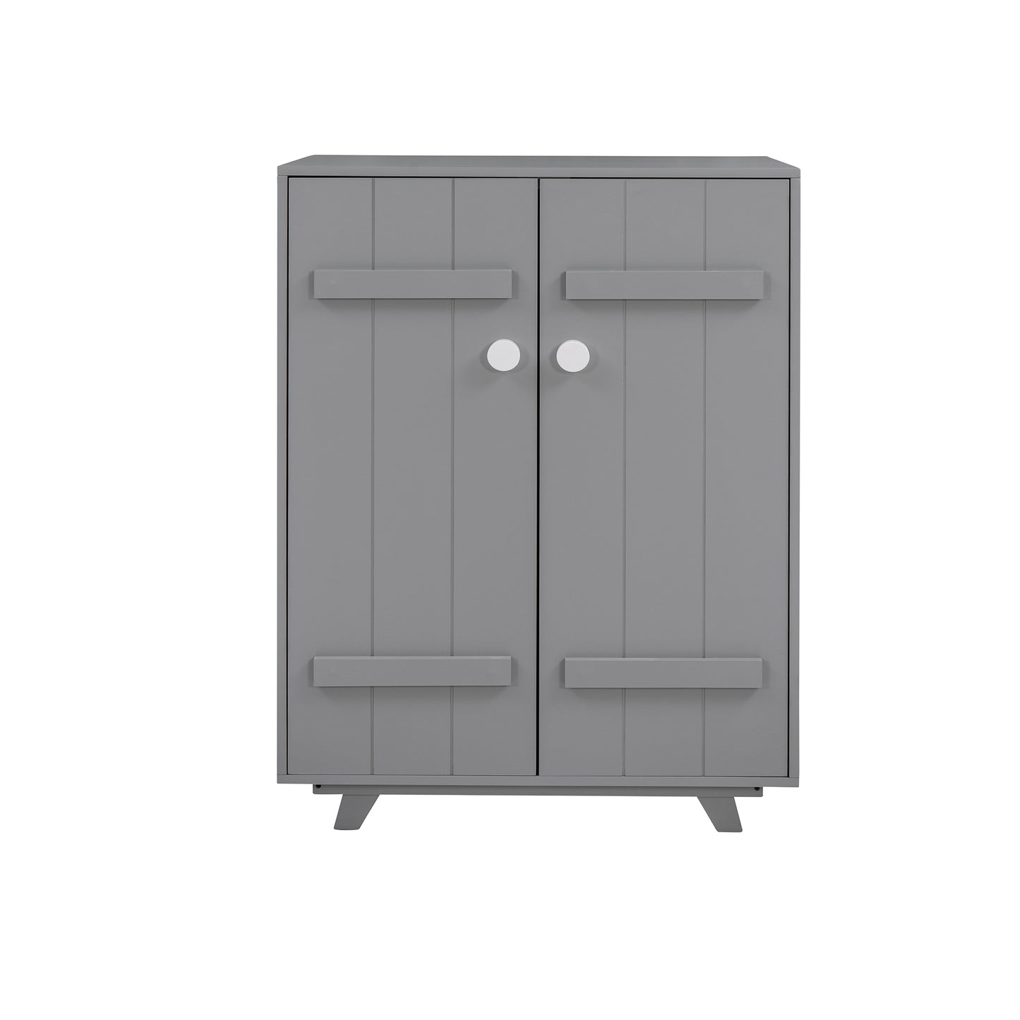 Wooden Wardrobe Cabinet with Hanging Rod, Storage Armoires with Doors,Gray