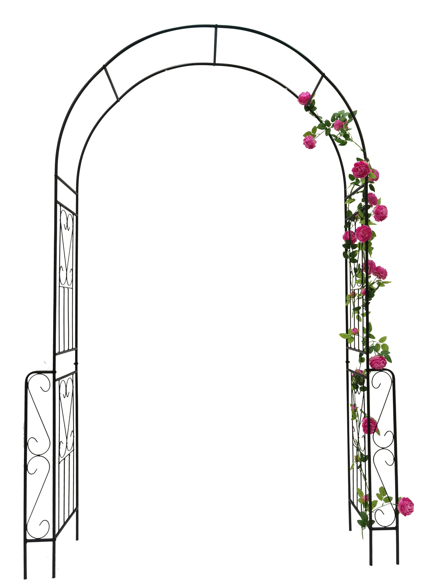 Metal Garden Arch W55'' x H94.5'' Garden Arbor Trellis Climbing Plants Support Rose Arch Outdoor Arch Black