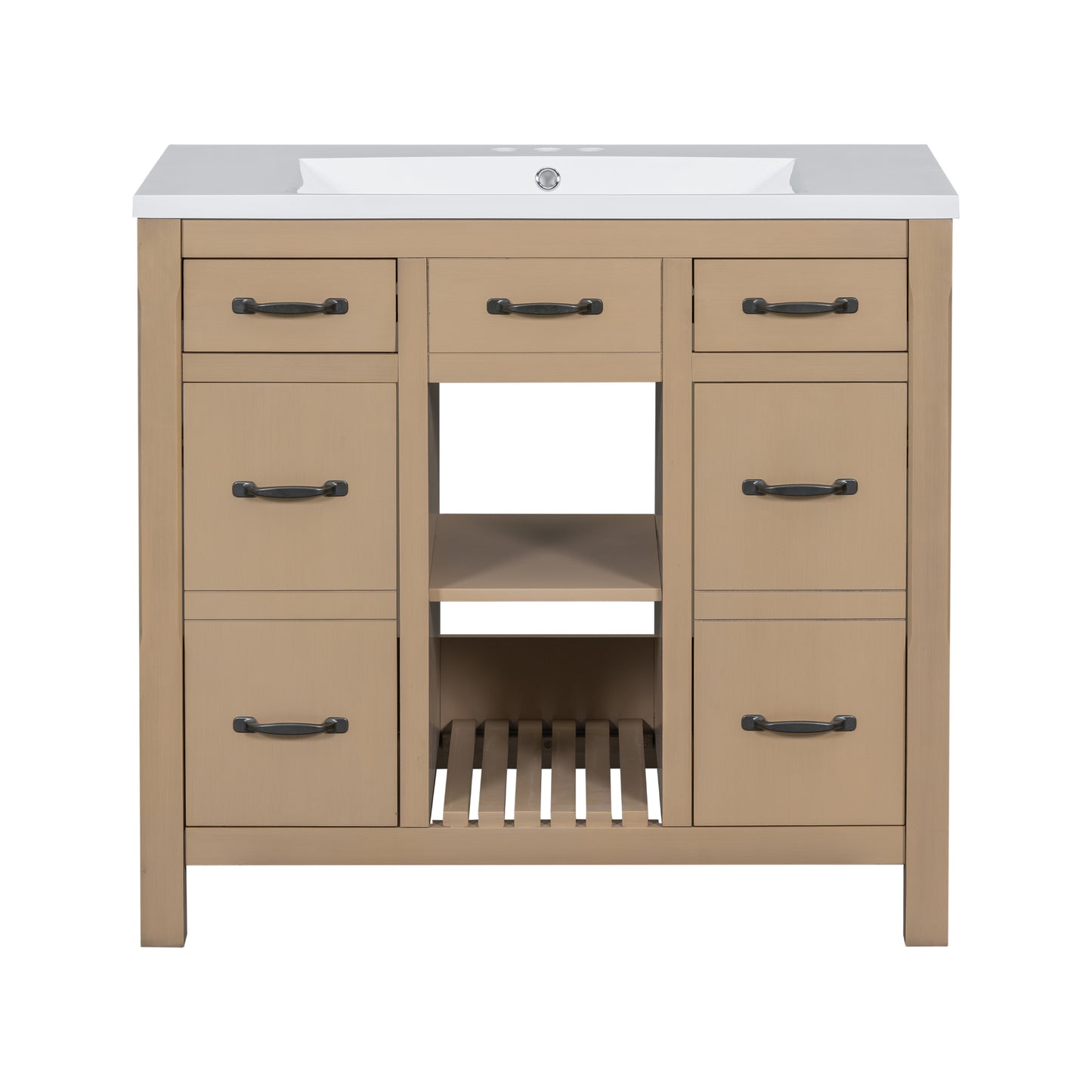 36''Bathroom Vanity with Undermount Sink,Modern Bathroom Storage Cabinet with 2 Drawers and 2 Cabinets,Solid Wood Frame Bathroom Cabinet