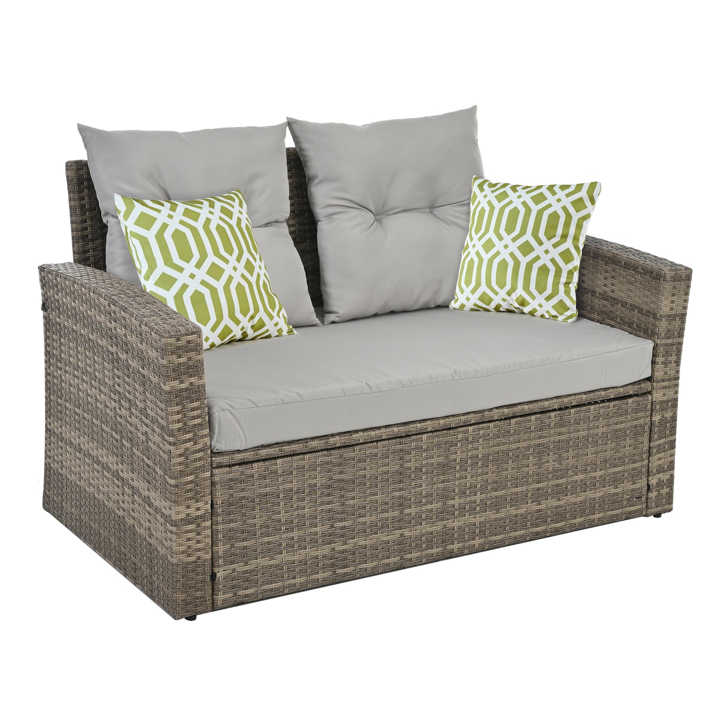 Patio Furniture, Outdoor Furniture, Seasonal PE Wicker Furniture, 6 Set Wicker Furniture With Tempered Glass Coffee Table