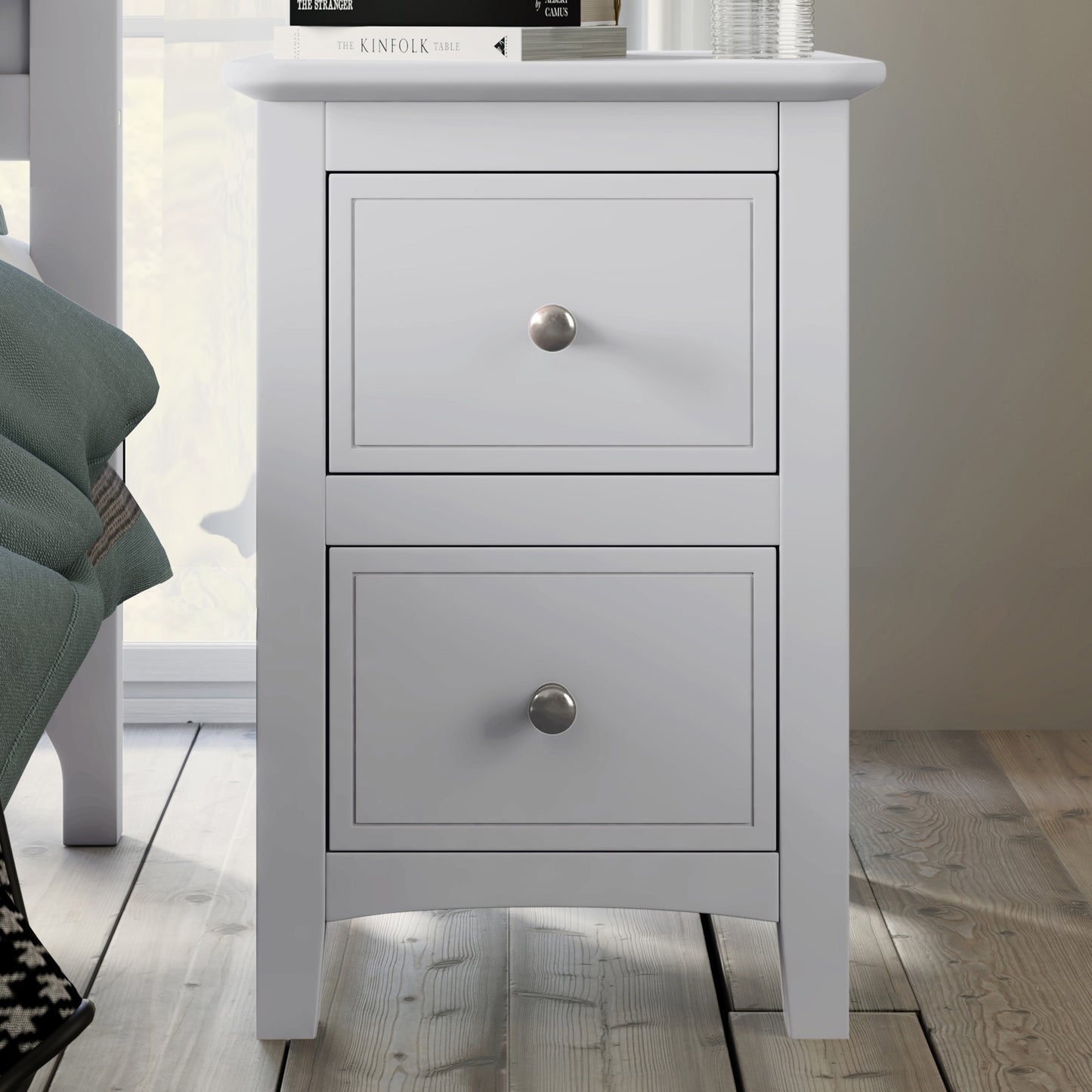 White Solid Wood 5 Pieces King Bedroom Sets(bed+nightstand*2+chest+dresser)