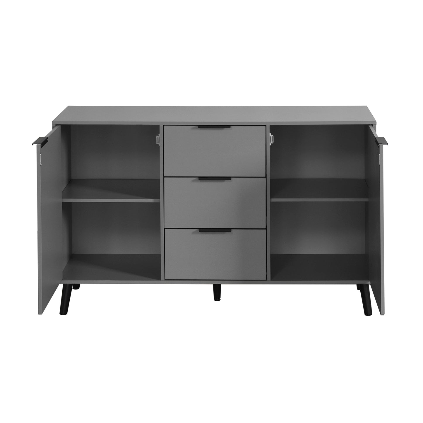 Sideboard Buffet Cabinet with Storage, Wood Coffee Bar Cabinet, 47.2" Kitchen Cabinet with 3 Drawers & 2 Doors, Kitchen Buffet Cabinet Cupboard Gray