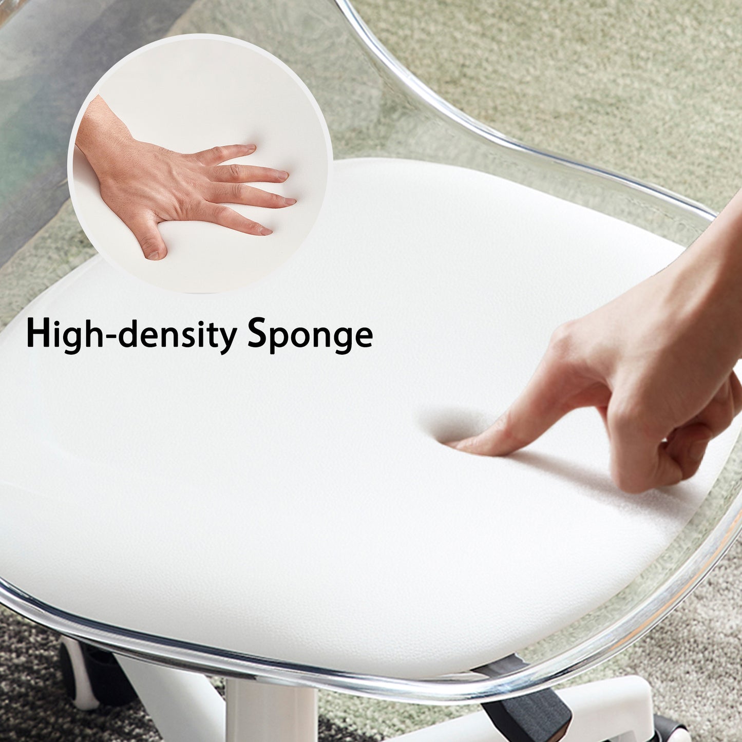 Modern Home Office Desk Chairs, Adjustable 360 °Swivel Chair Engineering Plastic Armless Swivel Computer Chair With Wheels for Living Room, Bed Room Office Hotel Dining Room and Transparent Color