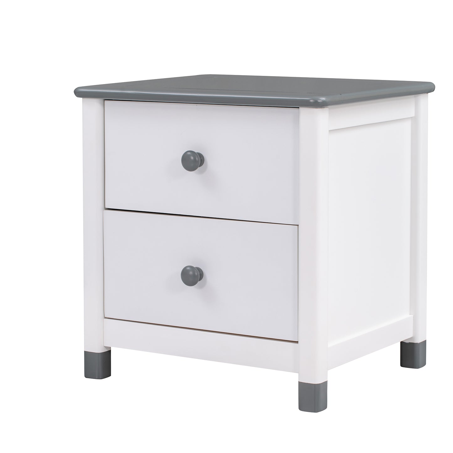 3-Pieces Bedroom Sets Twin Size Bear-Shape Platform Bed with Nightstand and Storage dresser,White+Gray