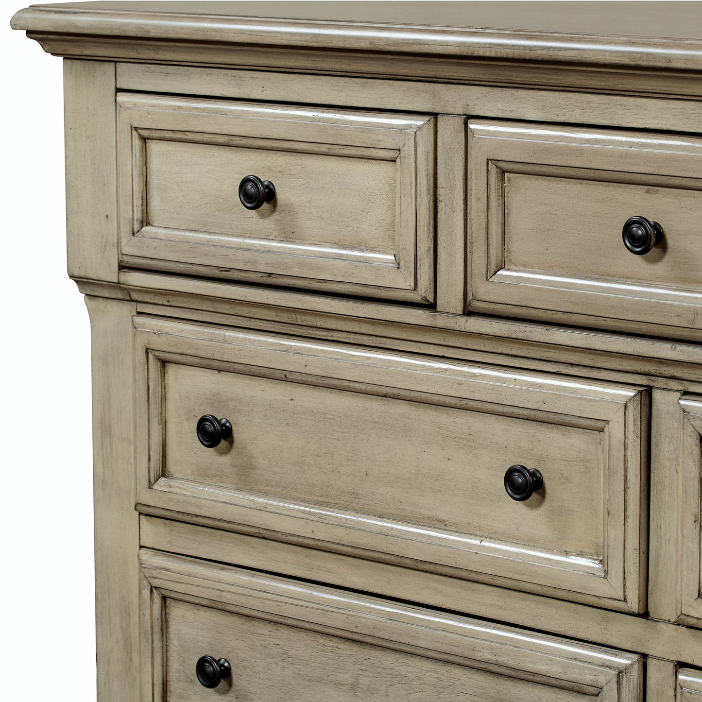 Solid Wood Seven-Drawer Dresser with Changing Topper for Nursery, Kid's Room, Bedroom, Stone Gray