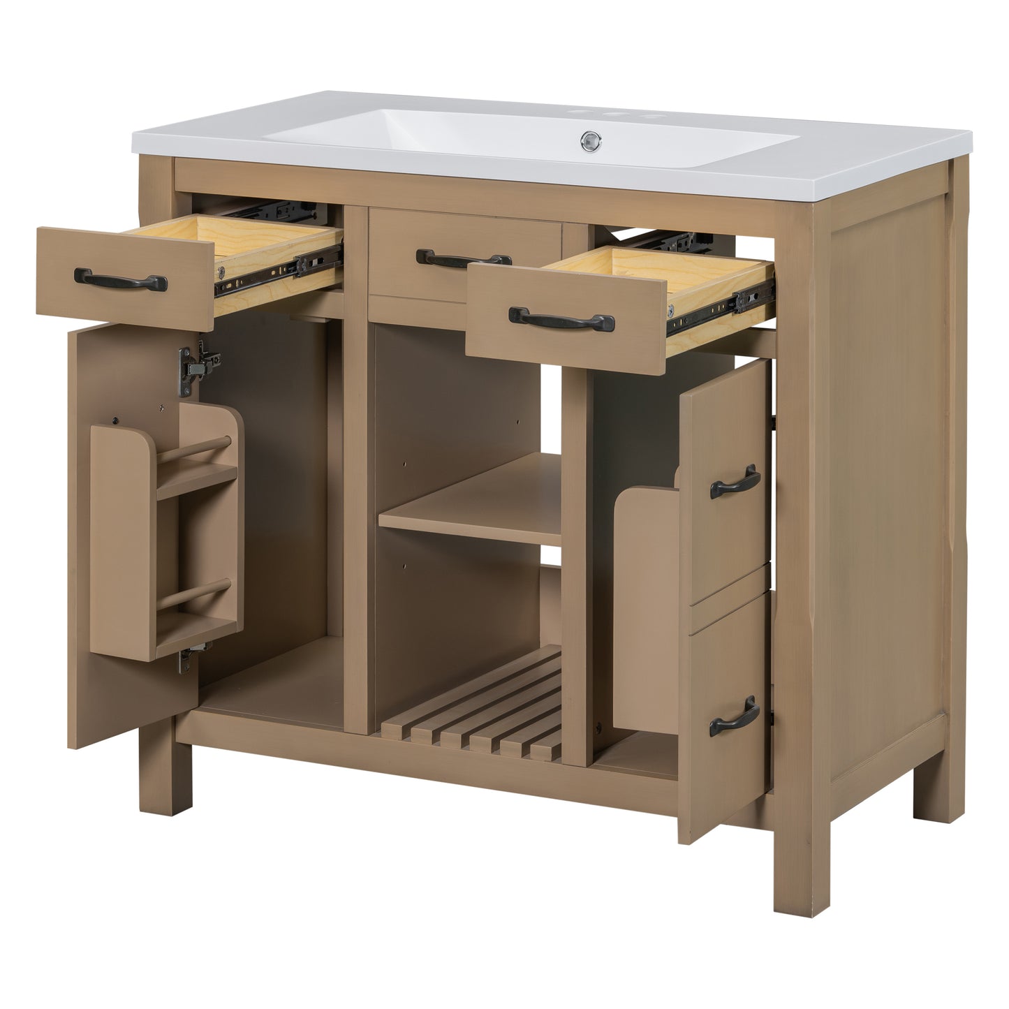 36''Bathroom Vanity with Undermount Sink,Modern Bathroom Storage Cabinet with 2 Drawers and 2 Cabinets,Solid Wood Frame Bathroom Cabinet