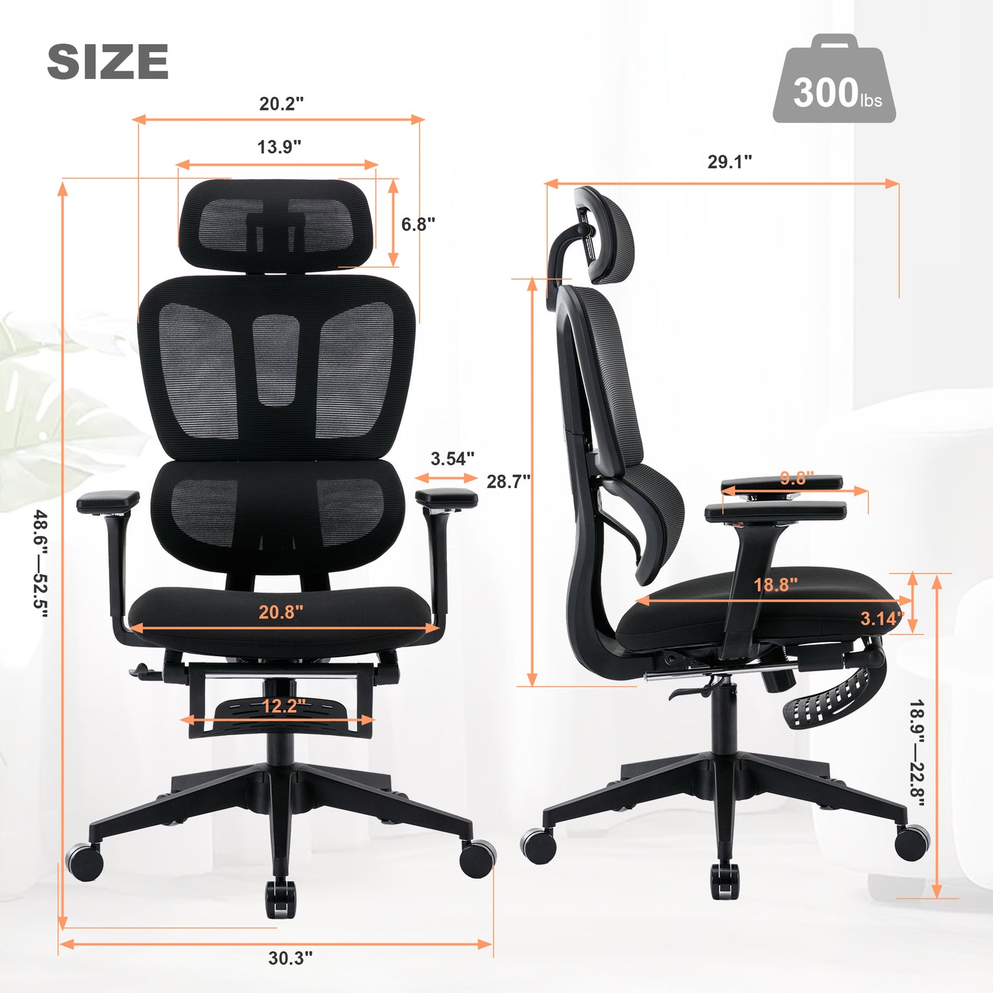 Ergonomic Mesh Office Chair with 4D Adjustable Armrest,High Back Desk Computer Chair,Ergonomic Office Chair with Wheels for Home & Office