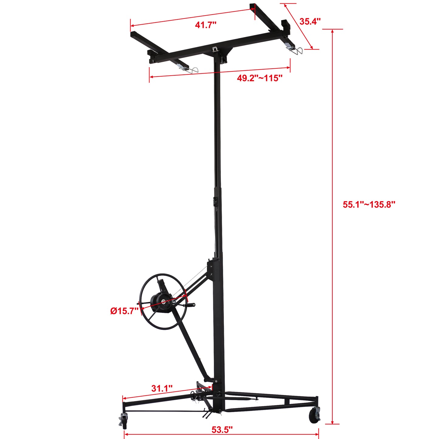 Drywall Lift Panel 11' Lift Drywall Panel Hoist Jack Lifter, black