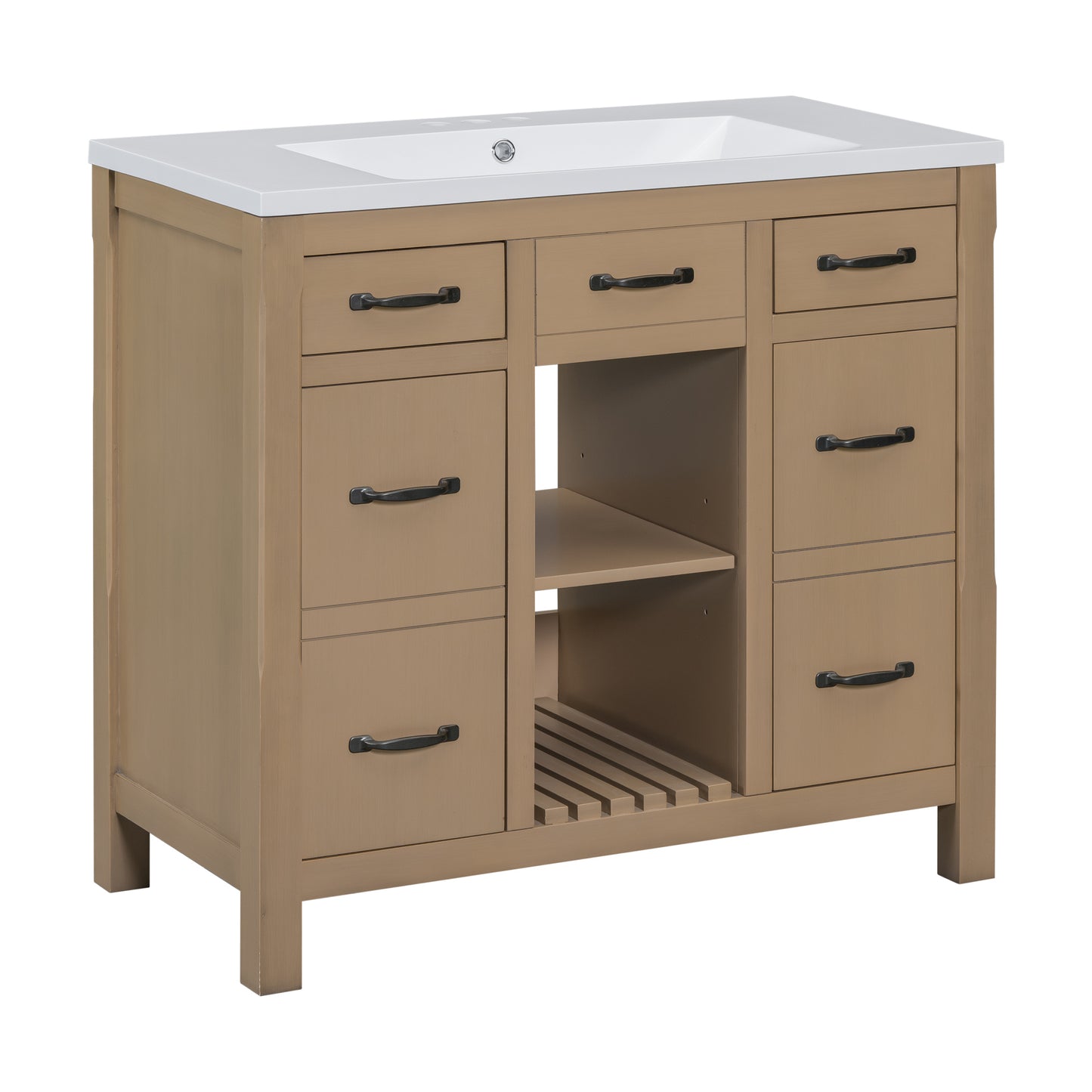36''Bathroom Vanity with Undermount Sink,Modern Bathroom Storage Cabinet with 2 Drawers and 2 Cabinets,Solid Wood Frame Bathroom Cabinet