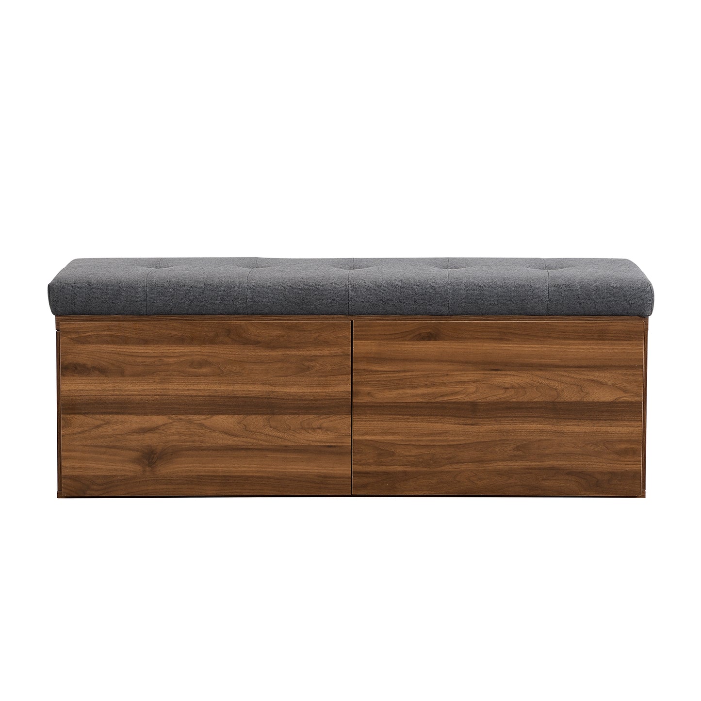 49" Shoe Storage Bench Entryway Shoe Cabinet Storage Ottoman with Padded Seat Cushion and Double Doors for Entryway, Hallway and Bedroom, Dark Grey