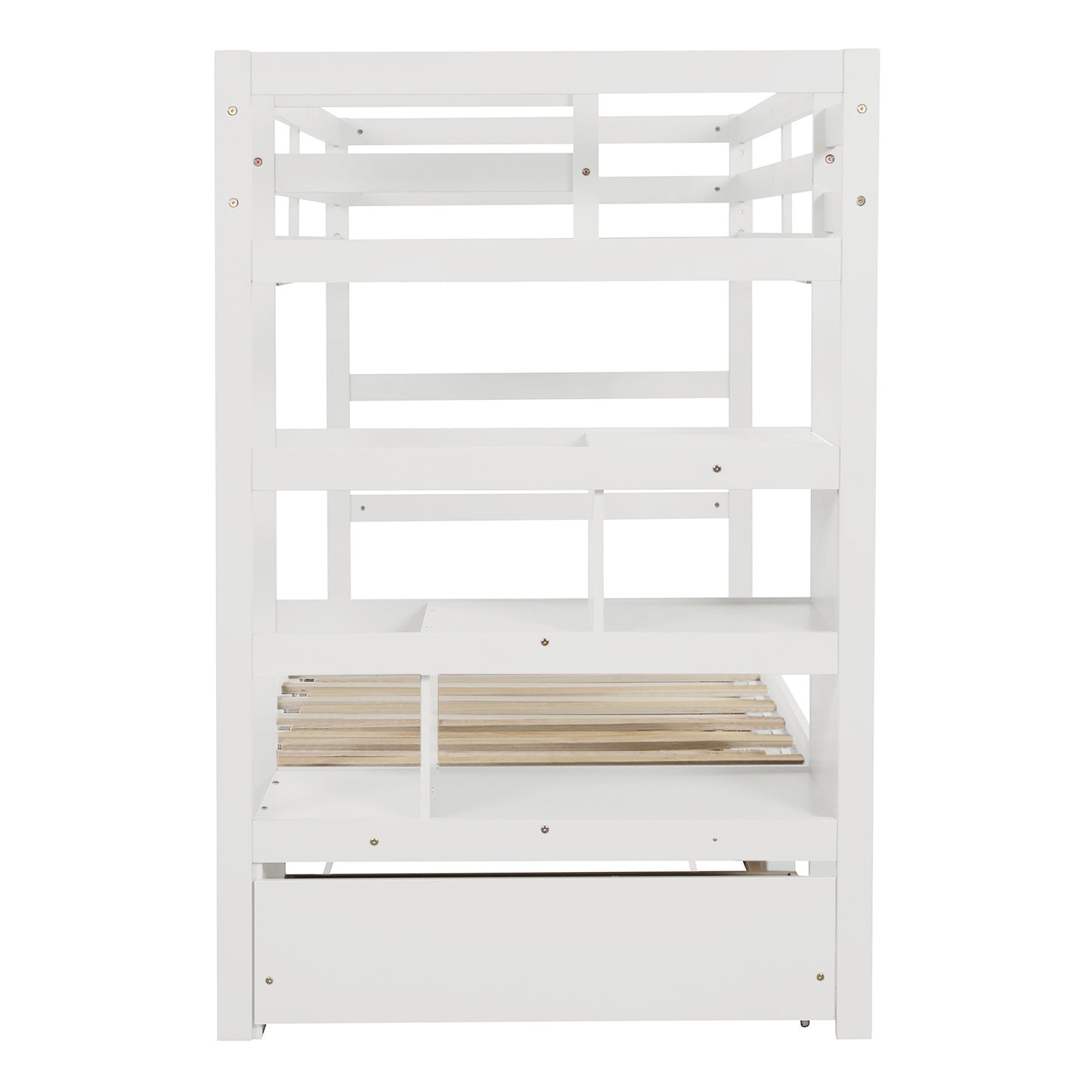 Twin over Twin/King (Irregular King Size) Bunk Bed with Twin Size Trundle, Extendable Bunk Bed (White)(OLD SKU :LP000032AAK)