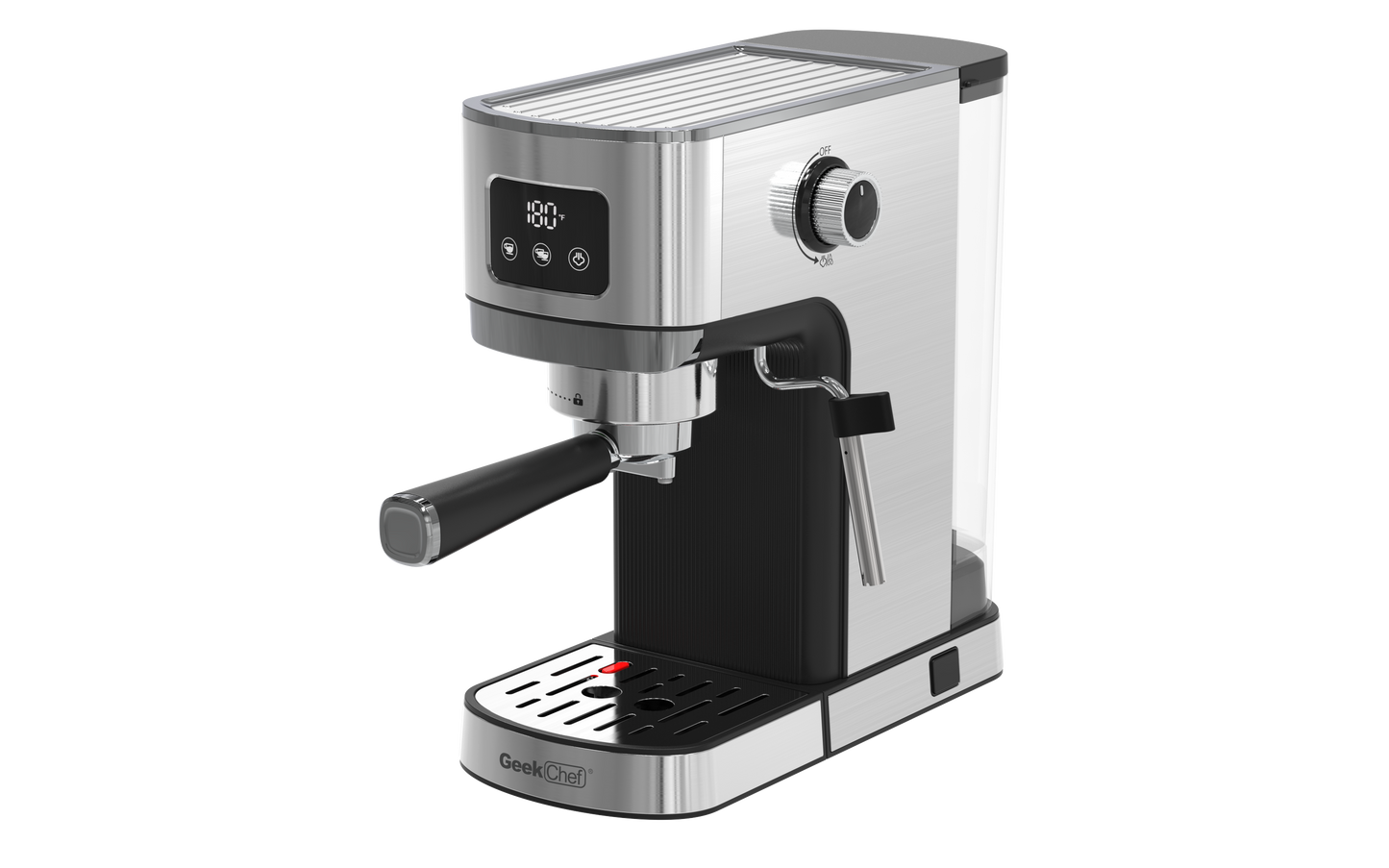Geek Chef Espresso Machine, Cappuccino & Latte Machine with ESE POD Filter & Milk Frother Steam Wand, Accurate Temperature & Time Control, Compact Coffee Machine for Home,Stainless Steel