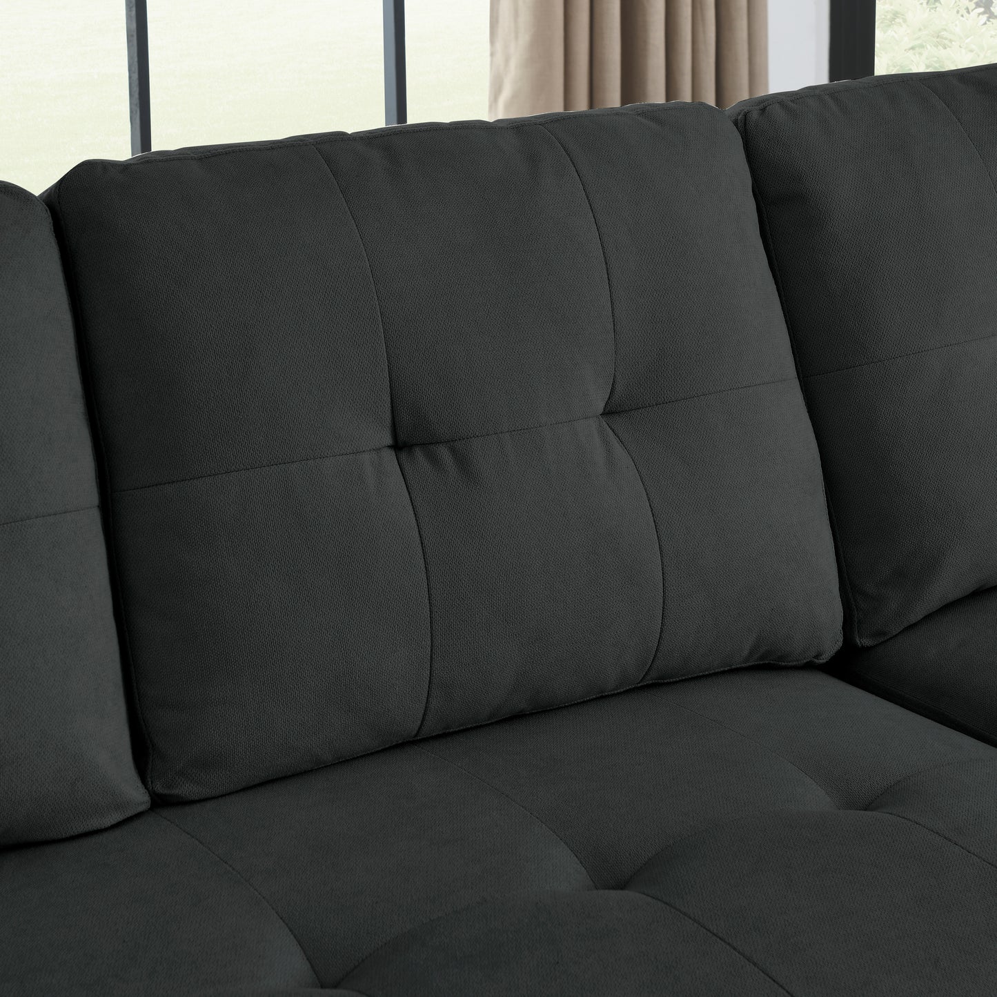 MH 78.5" Sleeper Sofa Bed Reversible Sectional Couch with Storage Chaise and Side storage bag for Small Space Living Room Furniture Set