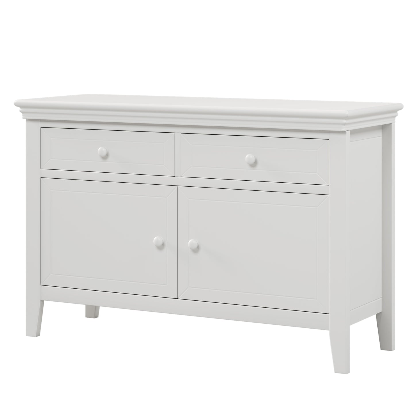 6 Pieces Traditional Concise Style White Bedroom Sets, Nightstand*2+ Chest+ Dresser+ Mirror+ Full Bed