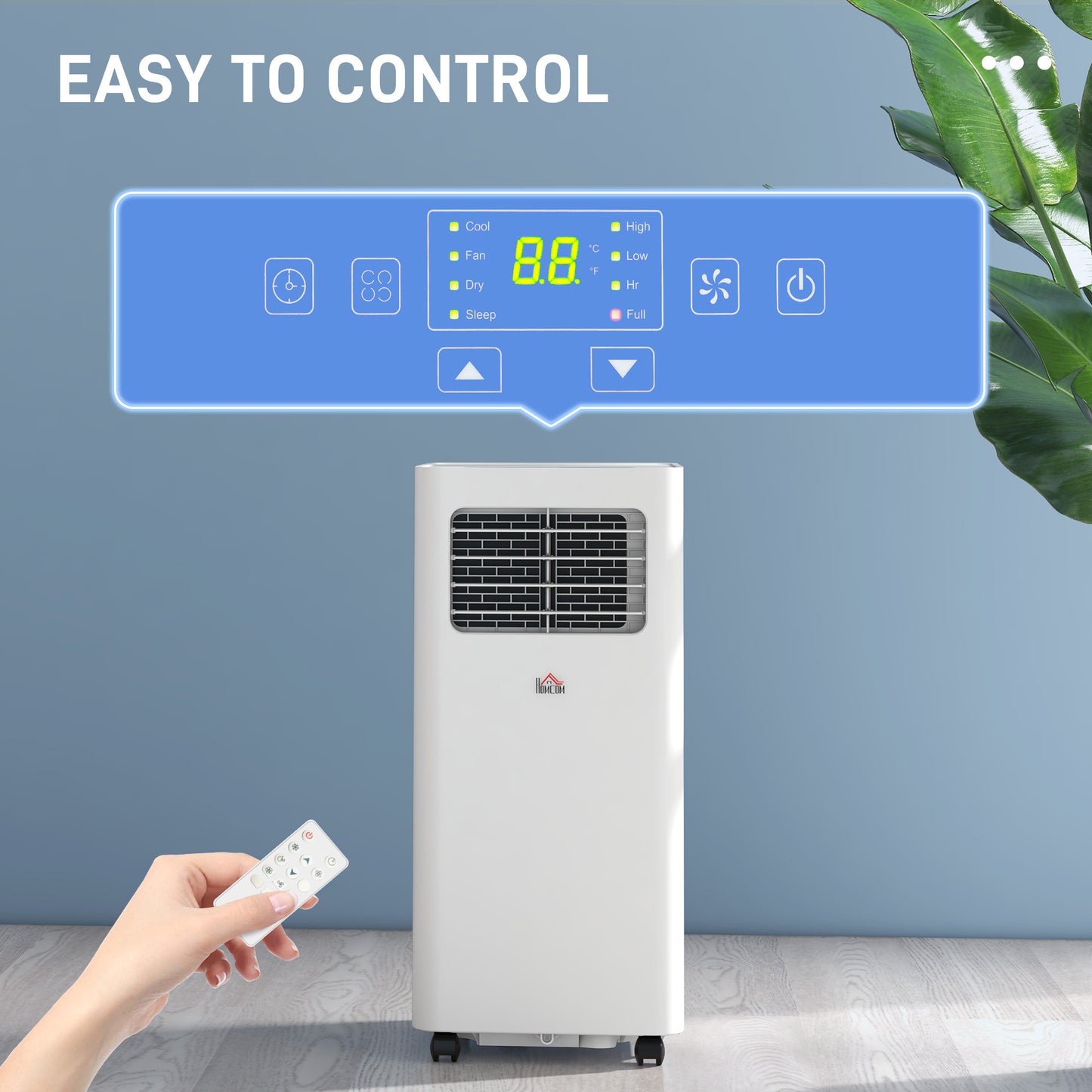 HOMCOM 8000 BTU Portable Air Conditioner for Rooms Up to 345 Sq. Ft., 3-in-1 AC Unit with Dehumidifier, Cooling Fan, Sleep, Remote, 24H Timer On/Off, Window Installation Kit, White