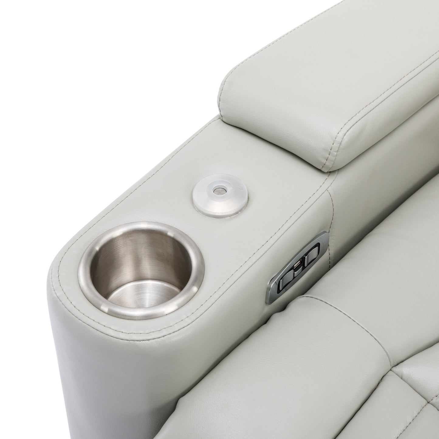 270° Power Swivel Recliner,Home Theater Seating With Hidden Arm Storage and LED Light Strip,Cup Holder,360° Swivel Tray Table,and Cell Phone Holder,Soft Living Room Chair,Grey