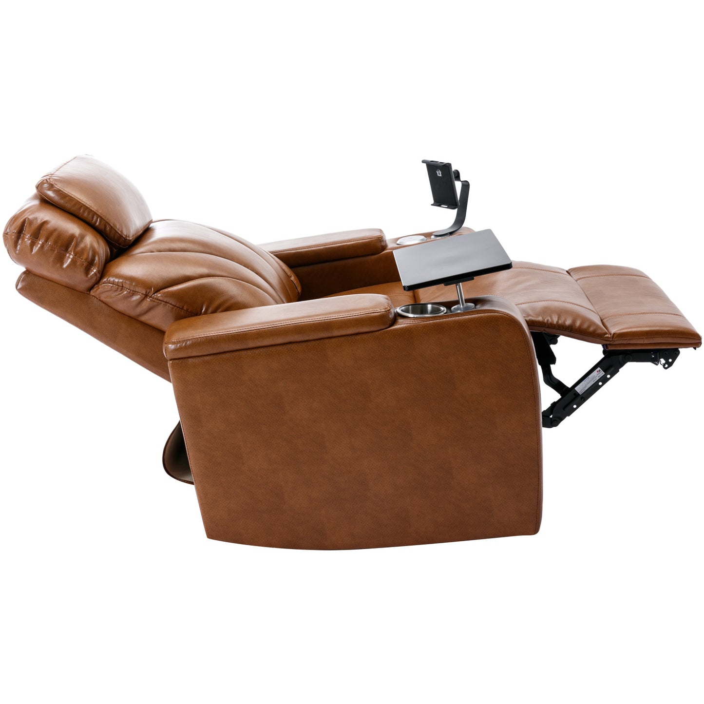 Power Motion Recliner with USB Charging Port and Hidden Arm Storage, Home Theater Seating with Convenient Cup Holder Design ,and stereo(Light Brown)