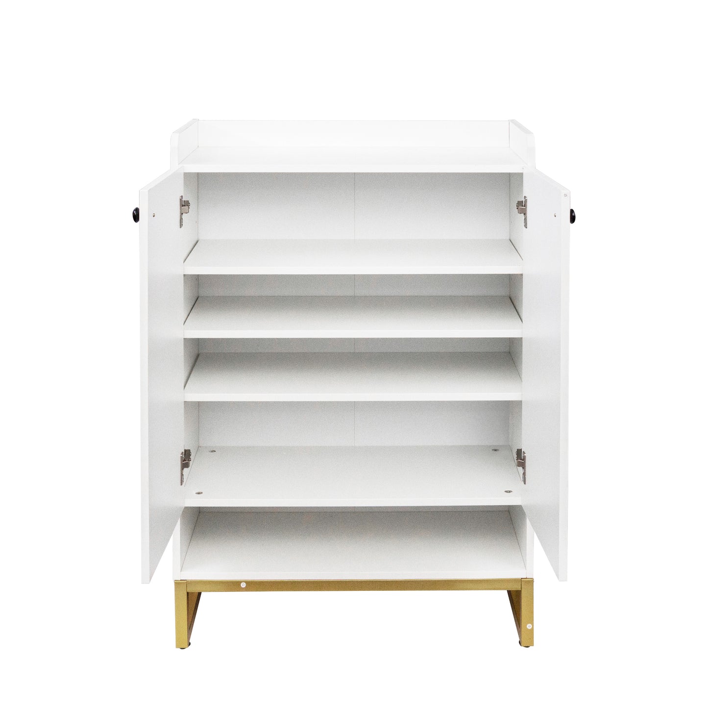 Shoe Cabinet with Doors, White Gold 6-Tiers Shoe Storage Cabinet for Entryway, Modern Free Standing Shoe Cabinet Storage Organizer for Living Room, Bedroom,Closet