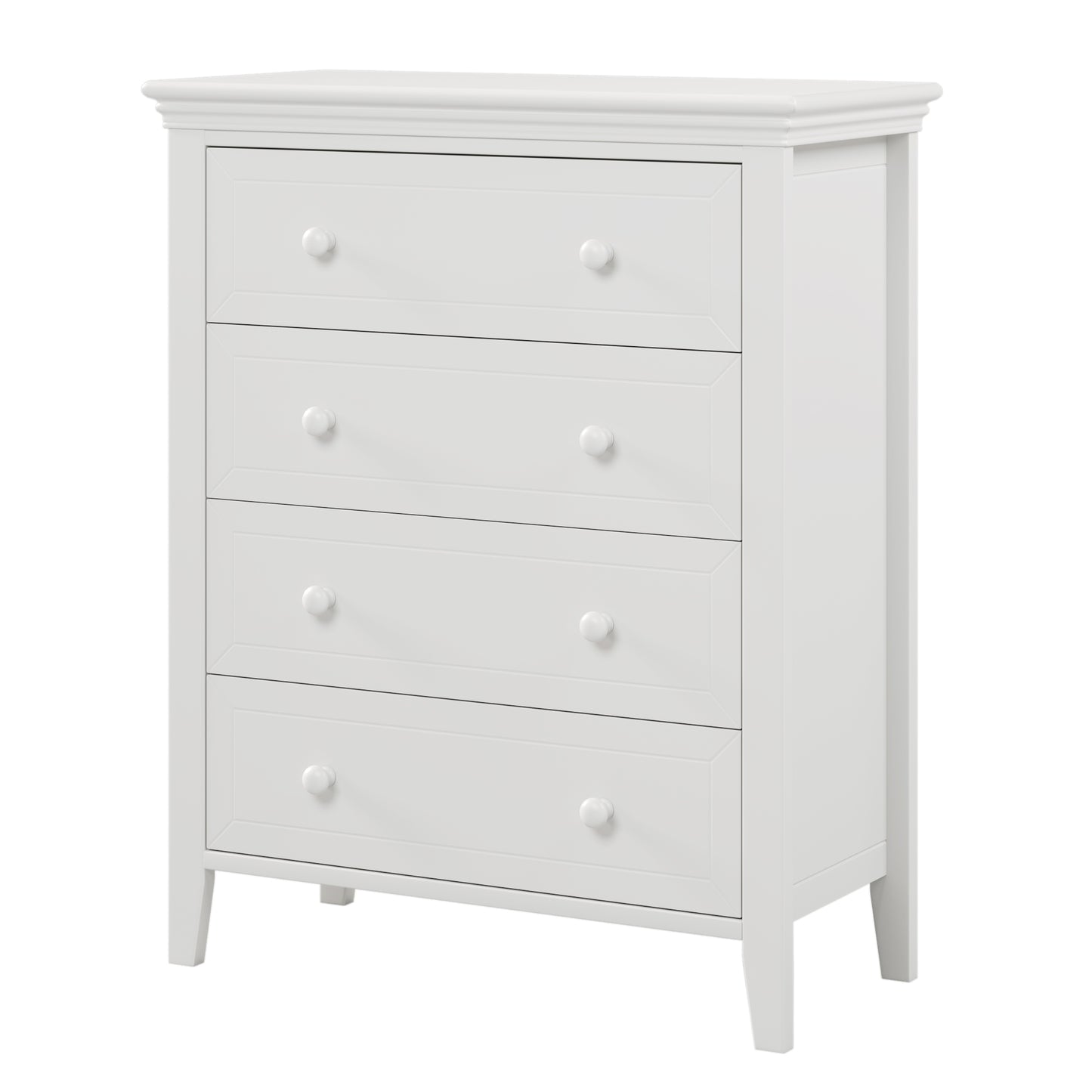 3 Pieces Traditional Concise Style White Bedroom Sets, Nightstand+Chest+Full Bed