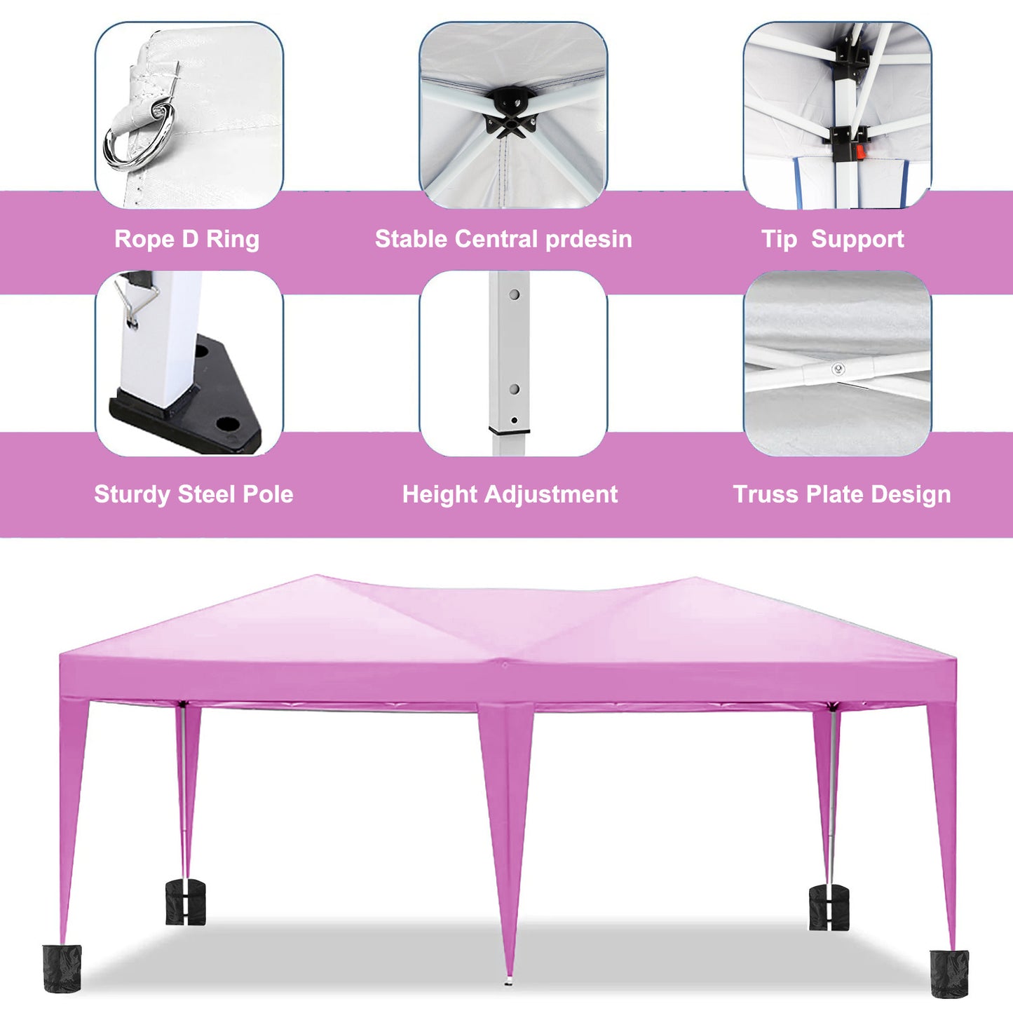 10'x20' EZ Pop Up Canopy Outdoor Portable Party Folding Tent with 6 Removable Sidewalls + Carry Bag + 4pcs Weight Bag (W1205106018)